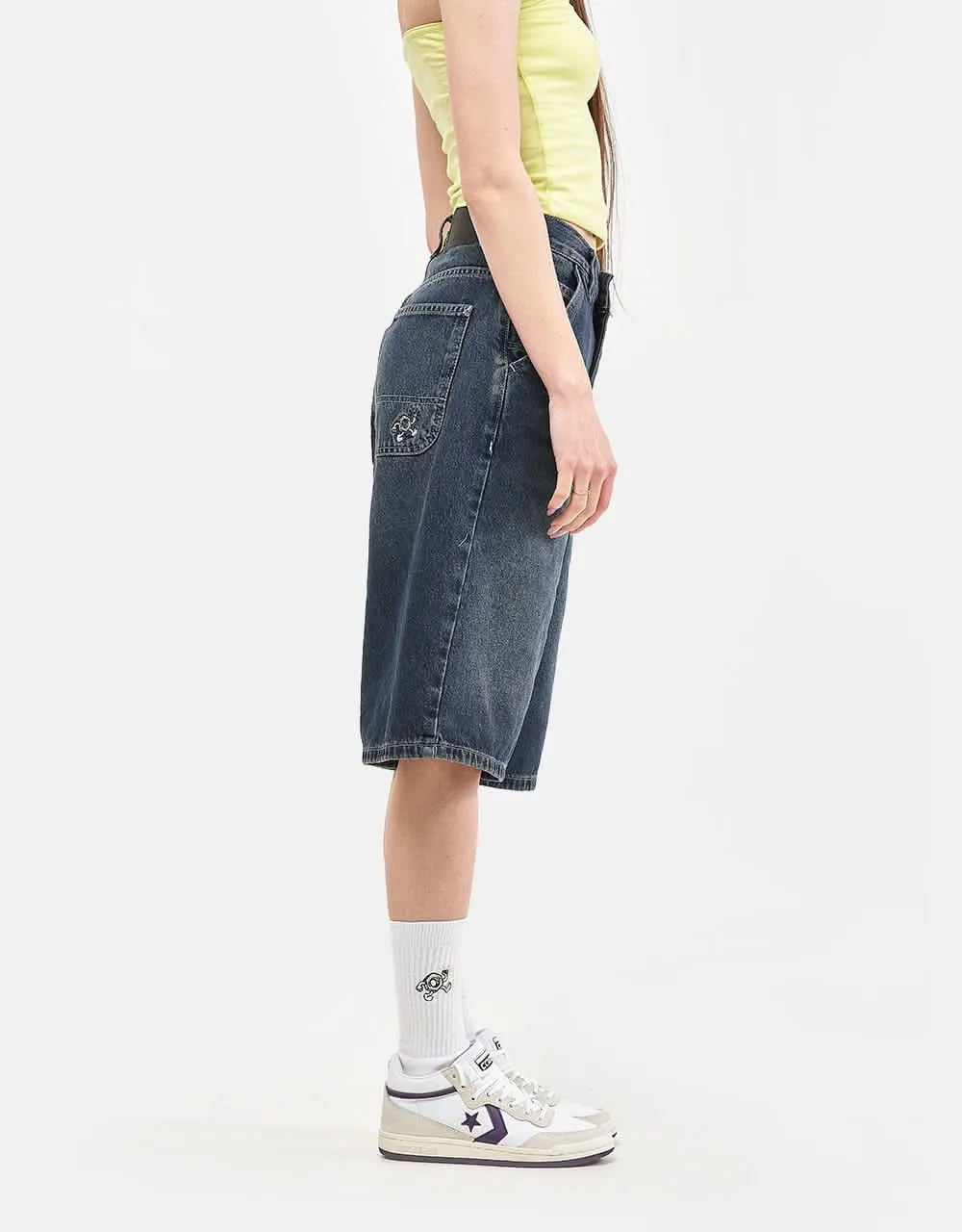 Route One Super Baggy XL Denim Bermuda Shorts - Dark Wash