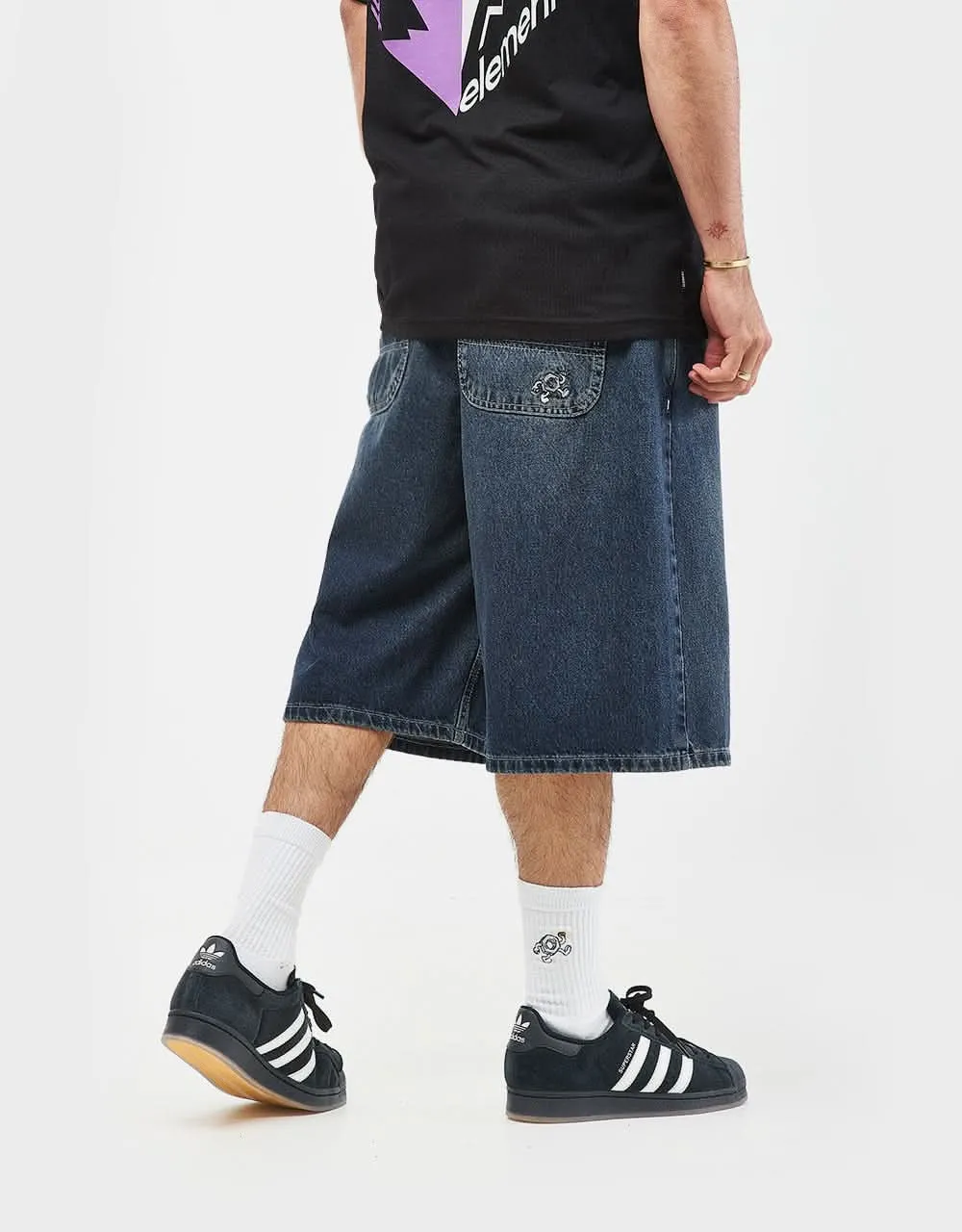 Route One Super Baggy XL Denim Bermuda Shorts - Dark Wash