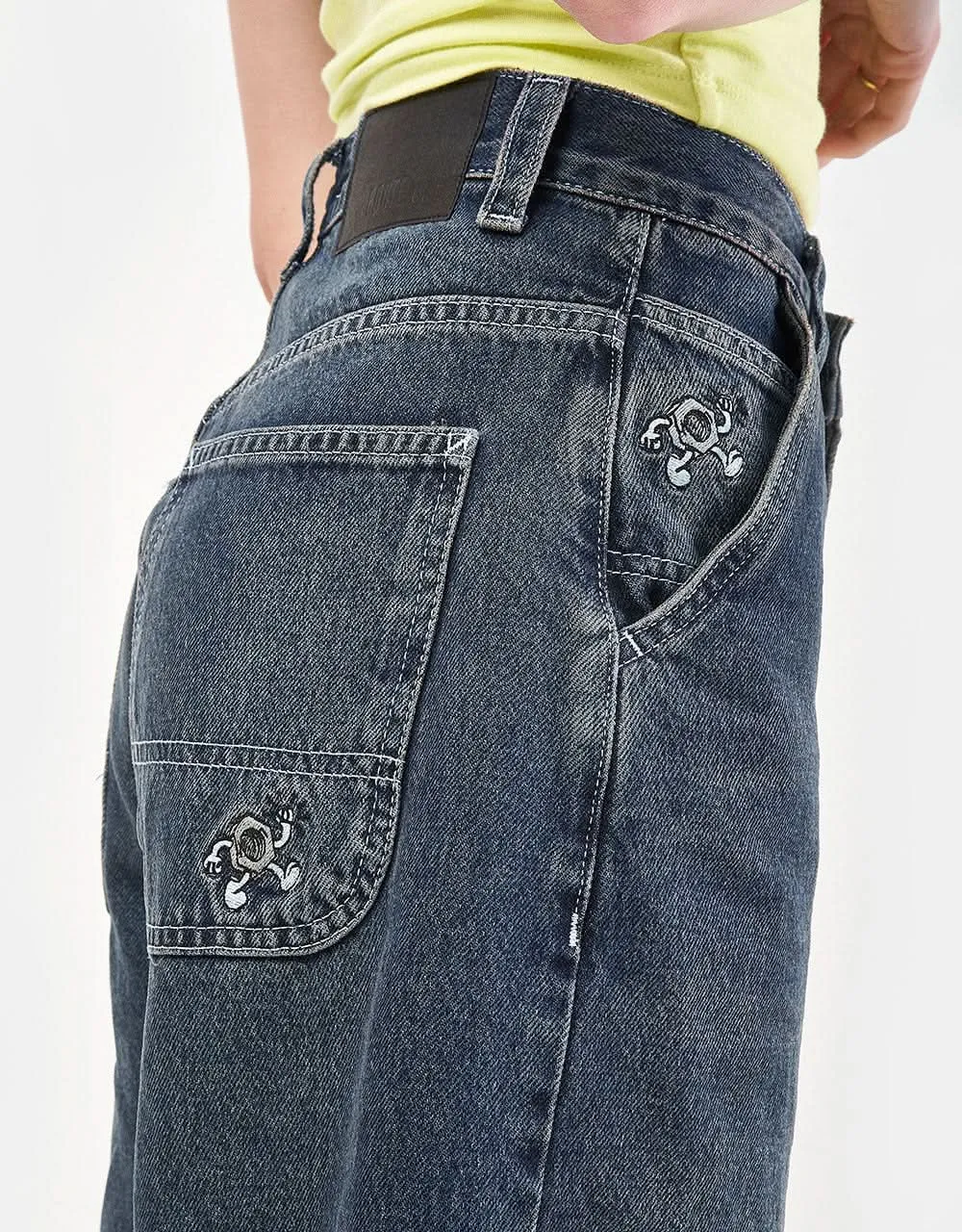 Route One Super Baggy XL Denim Bermuda Shorts - Dark Wash