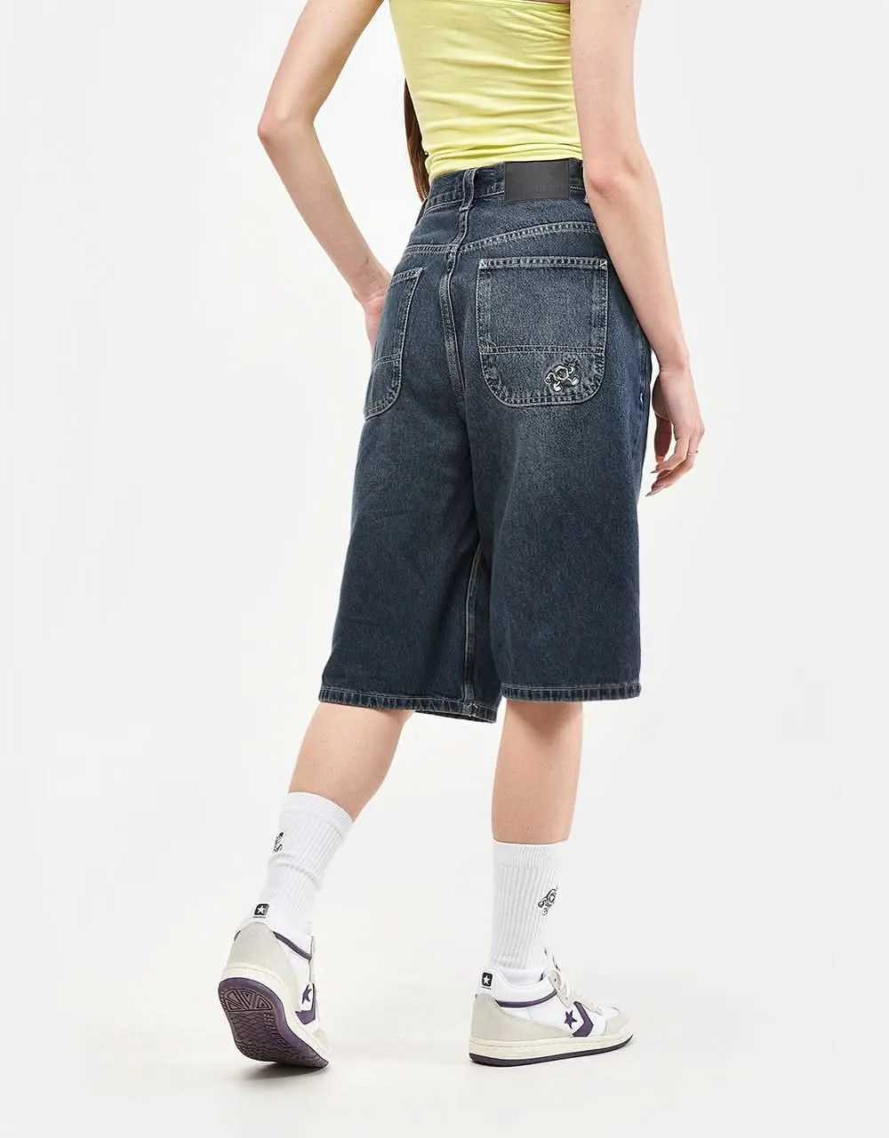 Route One Super Baggy XL Denim Bermuda Shorts - Dark Wash