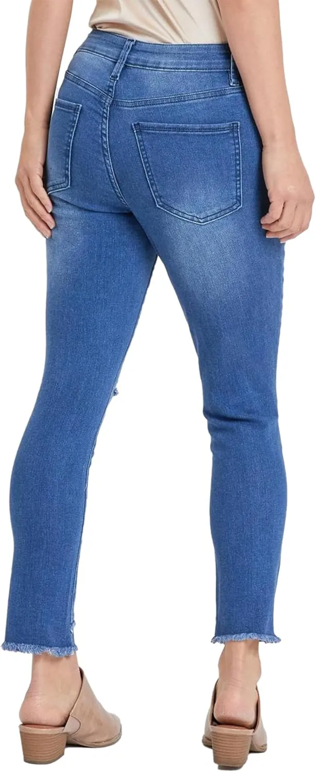 Royalty For Me Womens Women's High Rise Skinny Ankle Jean with Double Frayed Hem Sustainable
