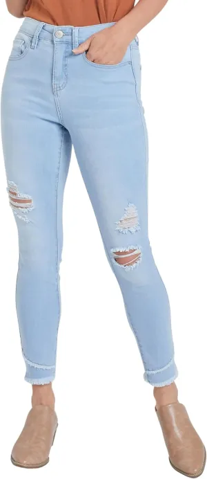 Royalty For Me Womens Women's High Rise Skinny Ankle Jean with Double Frayed Hem Sustainable