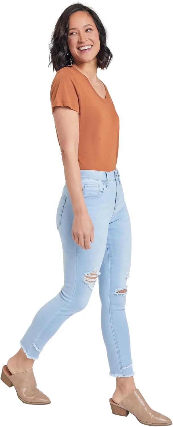 Royalty For Me Womens Women's High Rise Skinny Ankle Jean with Double Frayed Hem Sustainable