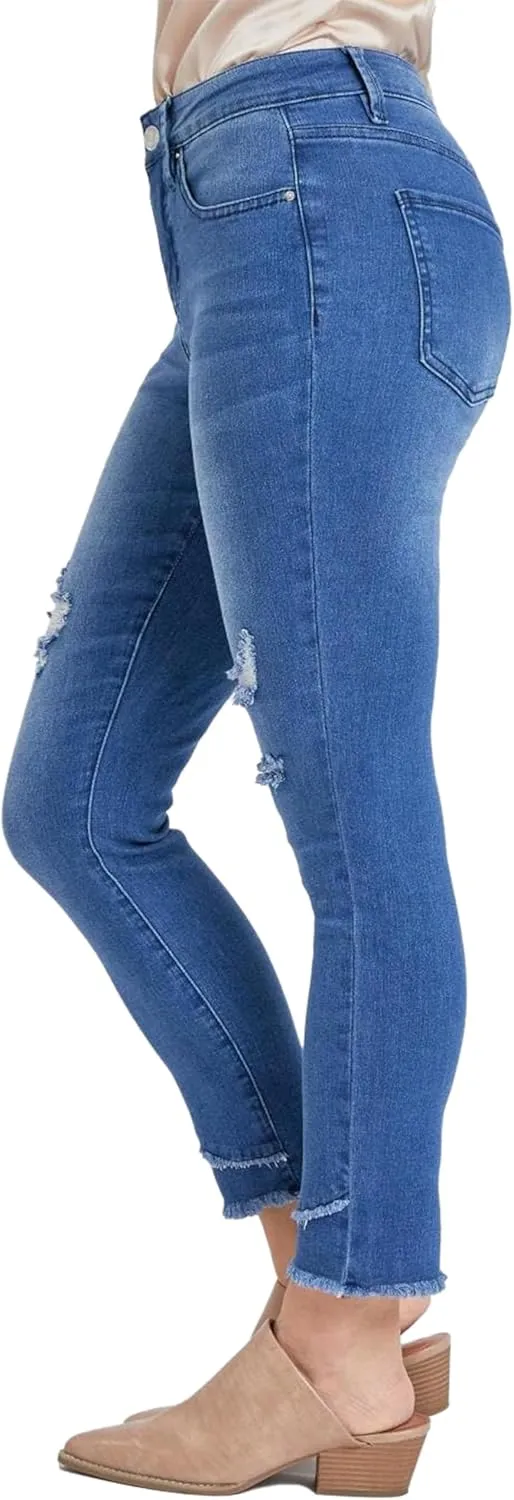 Royalty For Me Womens Women's High Rise Skinny Ankle Jean with Double Frayed Hem Sustainable