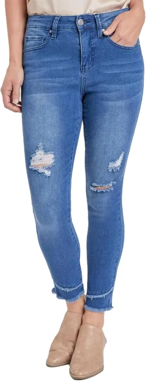 Royalty For Me Womens Women's High Rise Skinny Ankle Jean with Double Frayed Hem Sustainable
