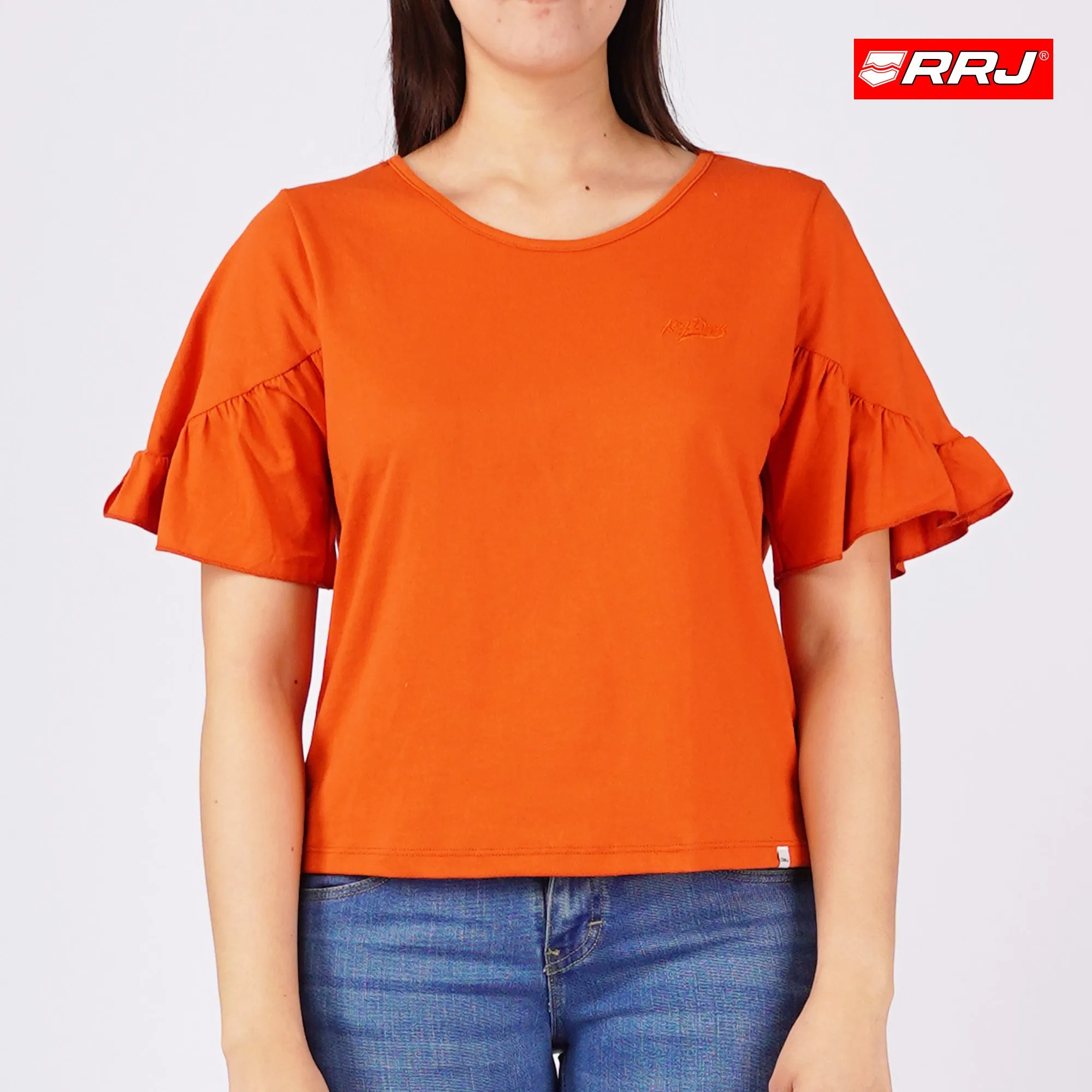 RRJ Ladies Basic Tees Boxy Fitting CVC Jersey Fabric 151562-U (Orange)