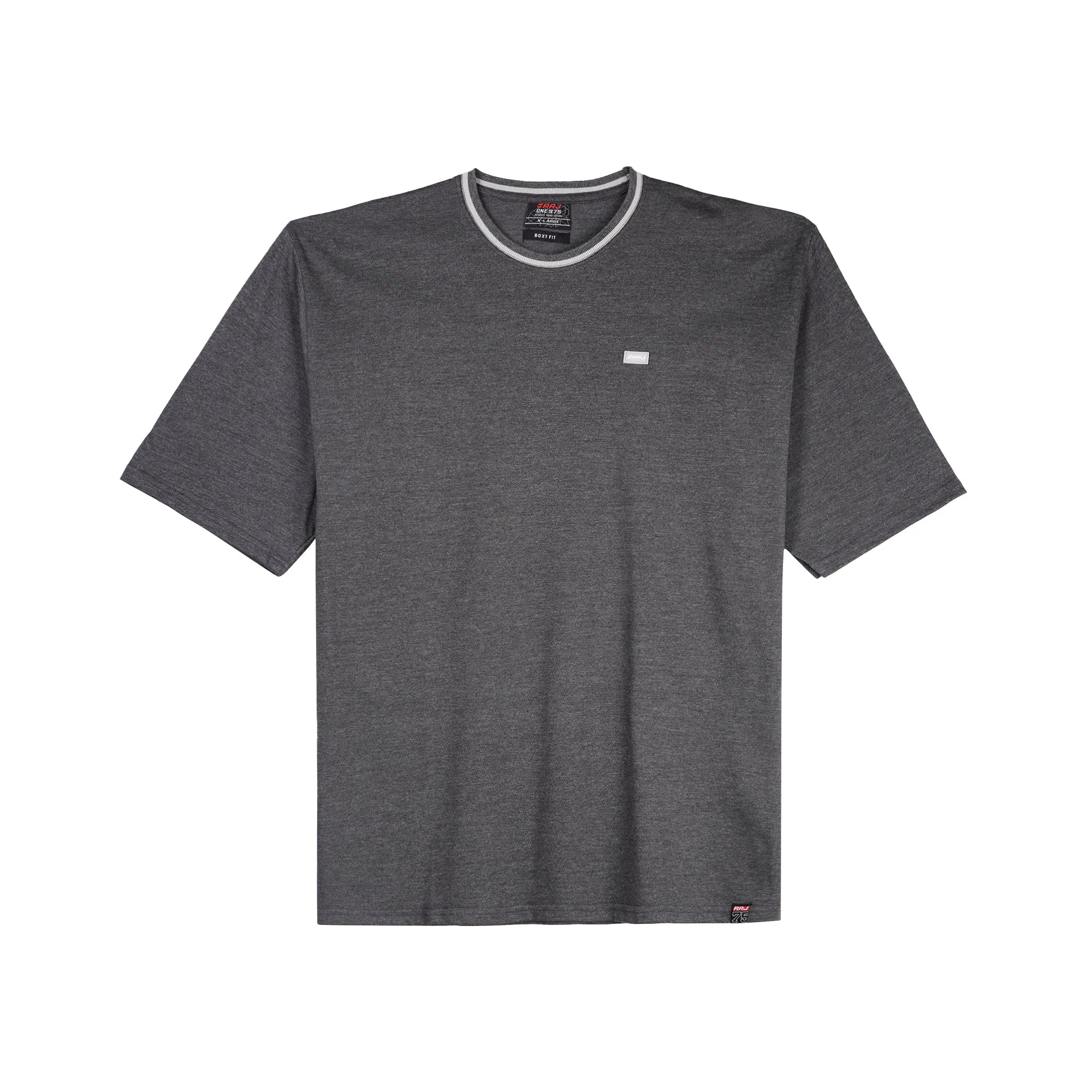 RRJ Men's Basic Tees Boxy Fitting  Heather Fabric 108113 (Black)