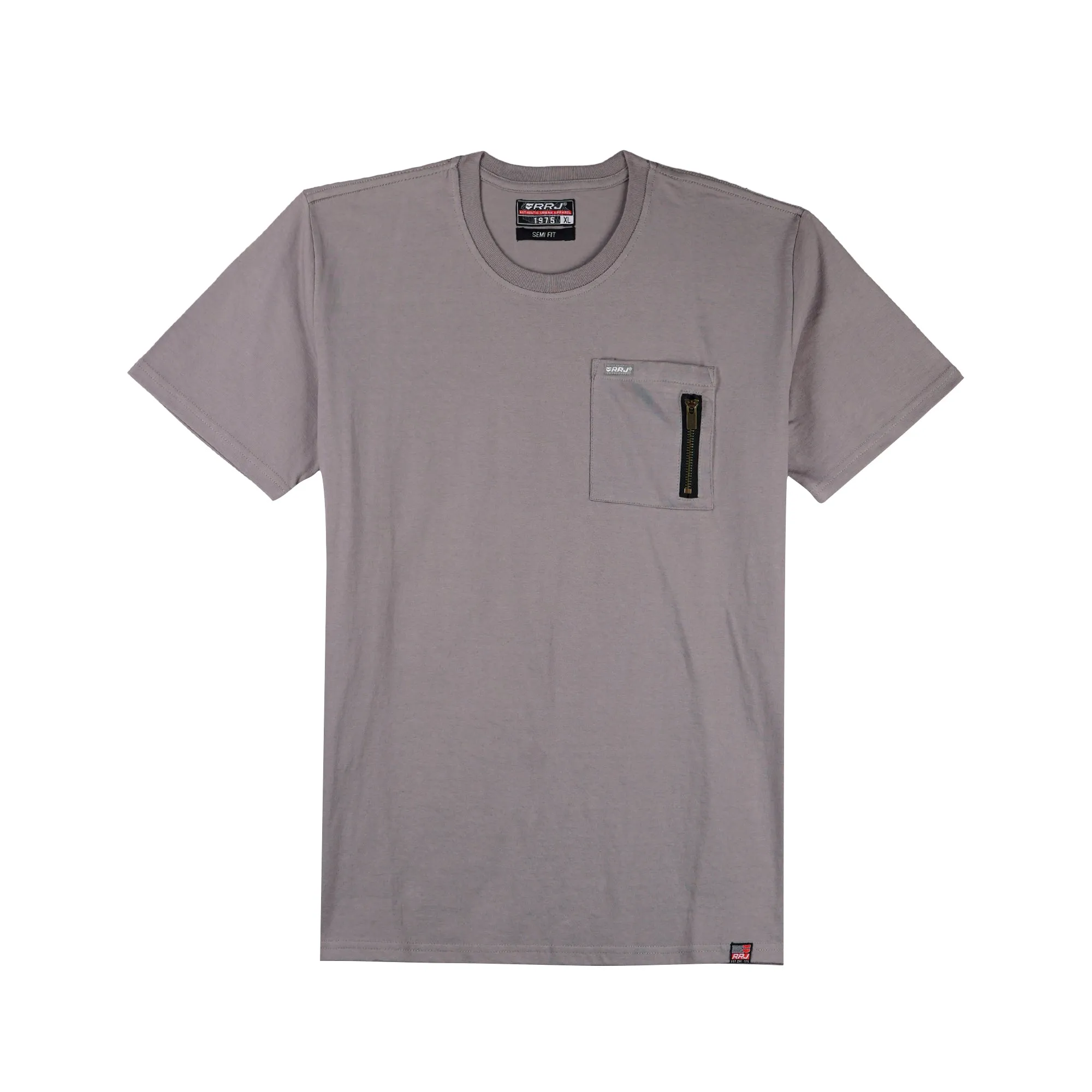 RRJ Men's Basic Tees Semibody Fitting CVC Jersey Fabric 117792 (Charcoal Gray)