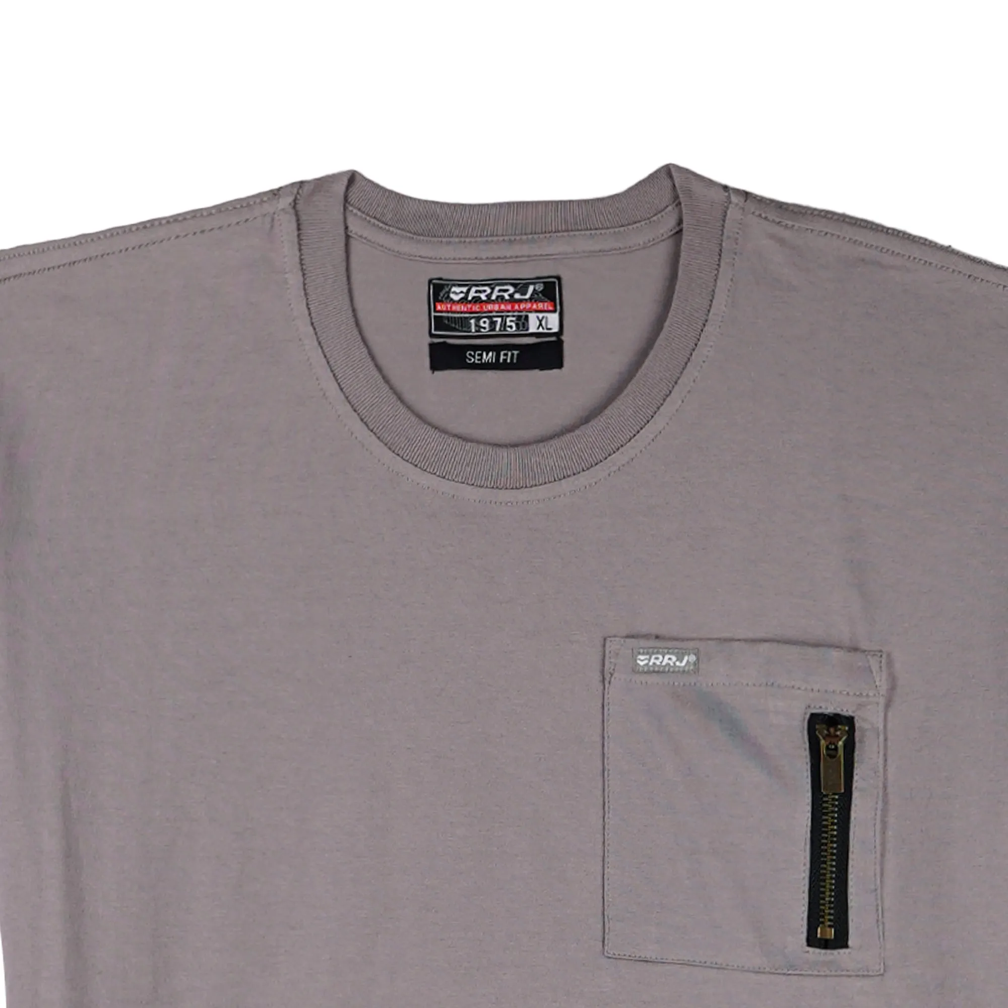 RRJ Men's Basic Tees Semibody Fitting CVC Jersey Fabric 117792 (Charcoal Gray)