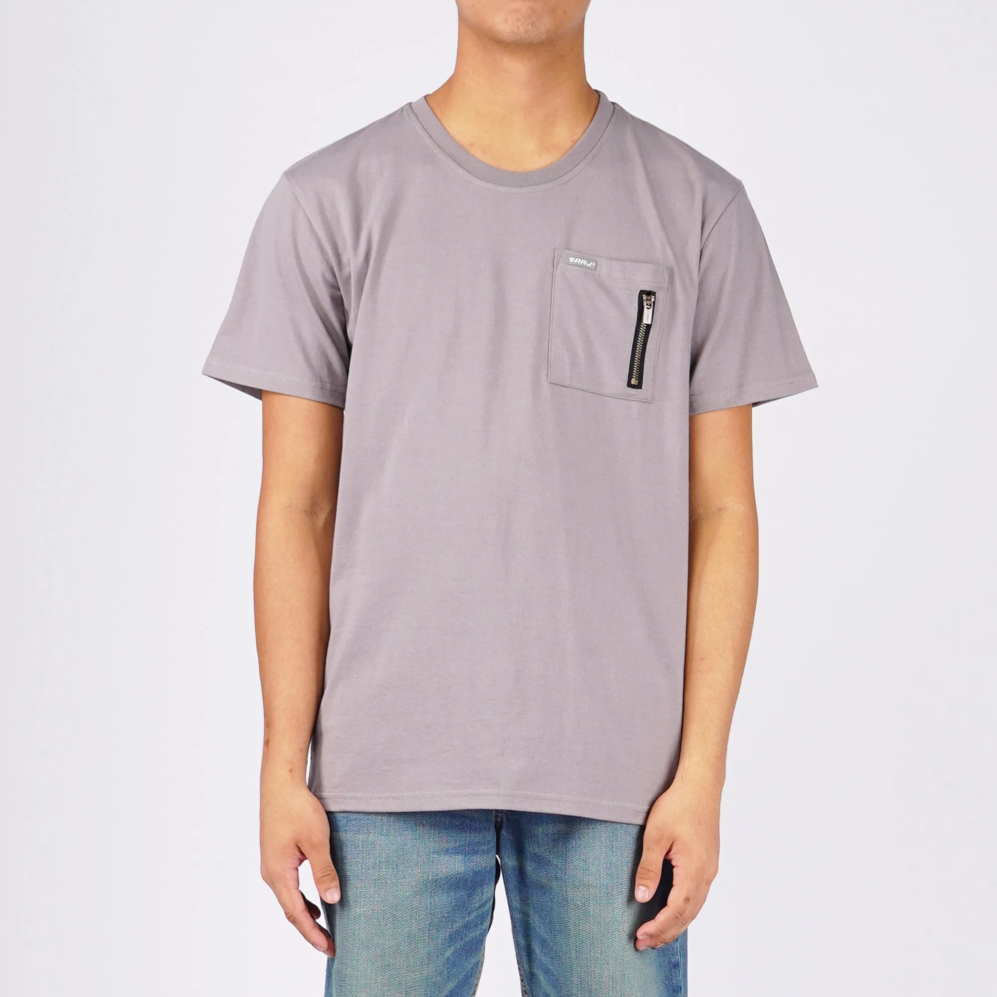 RRJ Men's Basic Tees Semibody Fitting CVC Jersey Fabric 117792 (Charcoal Gray)