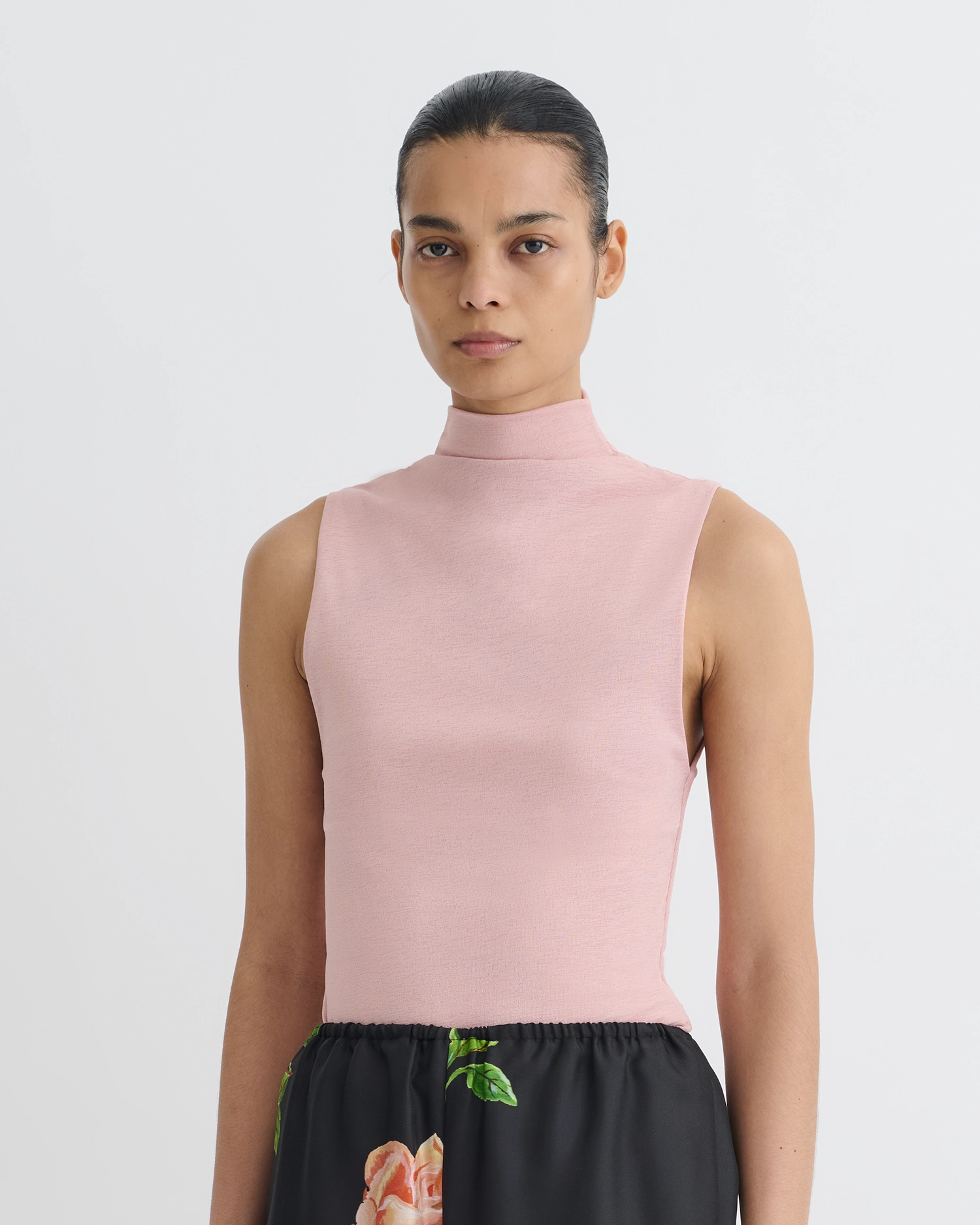 Flattering Drape Annyka - Mesh Jersey Top - Pink