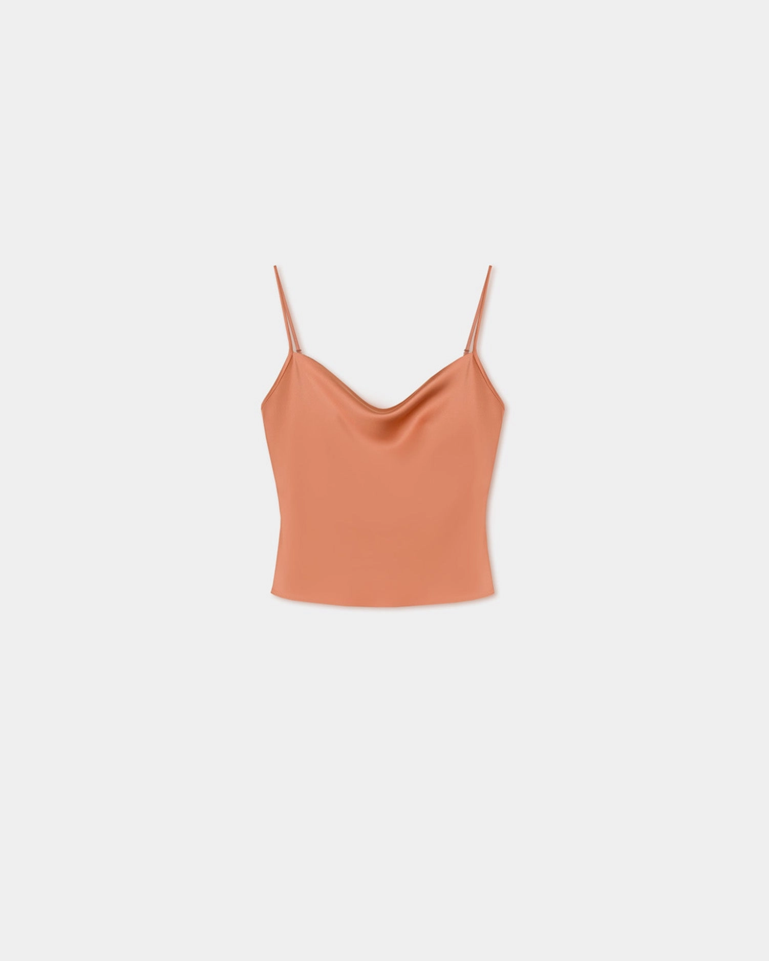 Johar - Slip Satin Top - Apricot Printed T-shirt CompressionTechnology