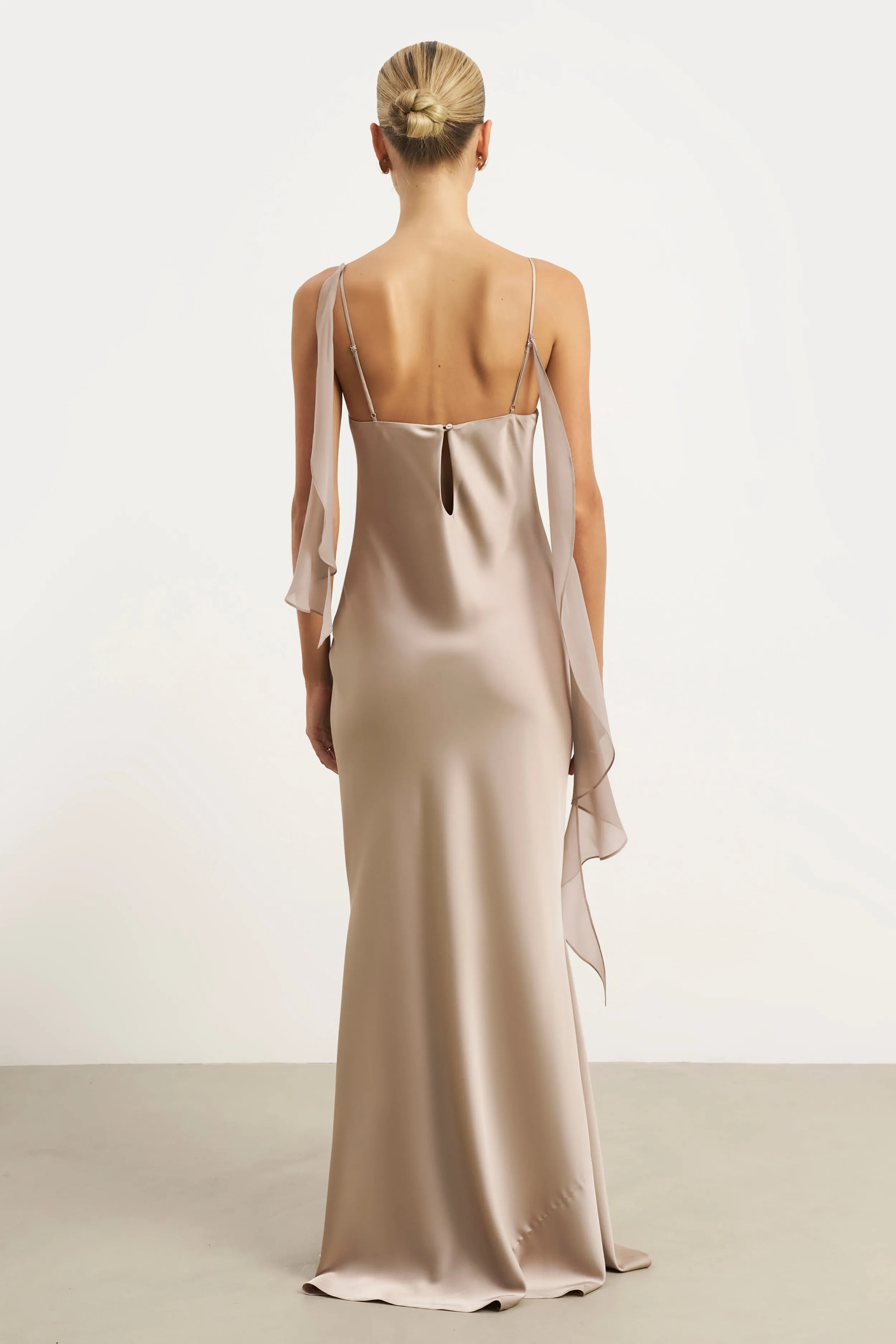 Ruched Bust Satin Slip Dress - Taupe Vibrant Spirit