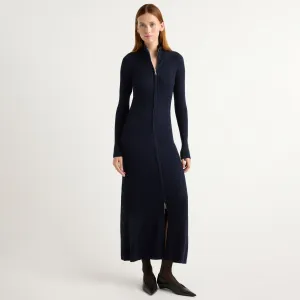Easy-Storage Petite friendly Janne Ribbed Two-Way Zip Sweater Dress