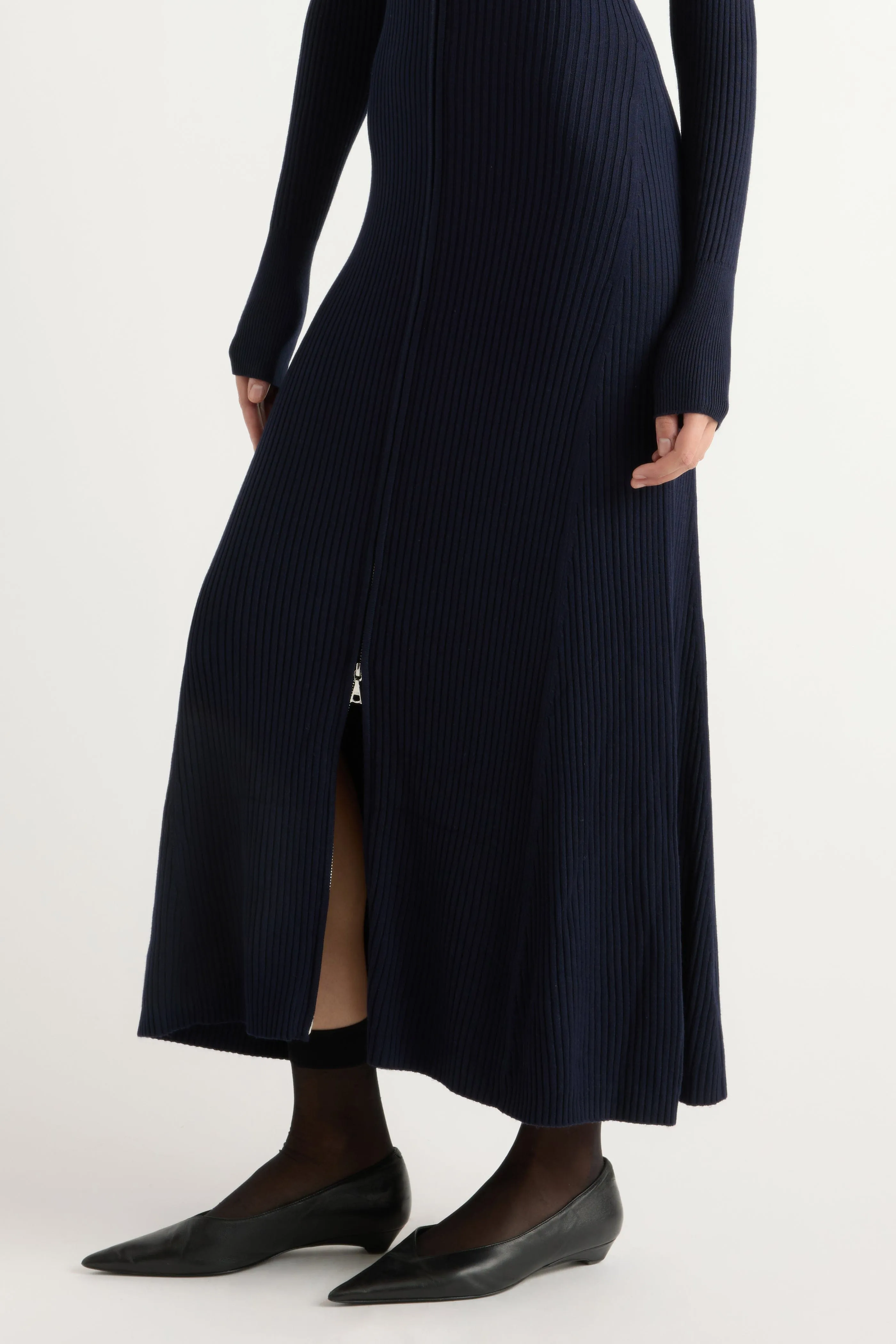Janne Ribbed Two-Way Zip Sweater Dress Unisex Option