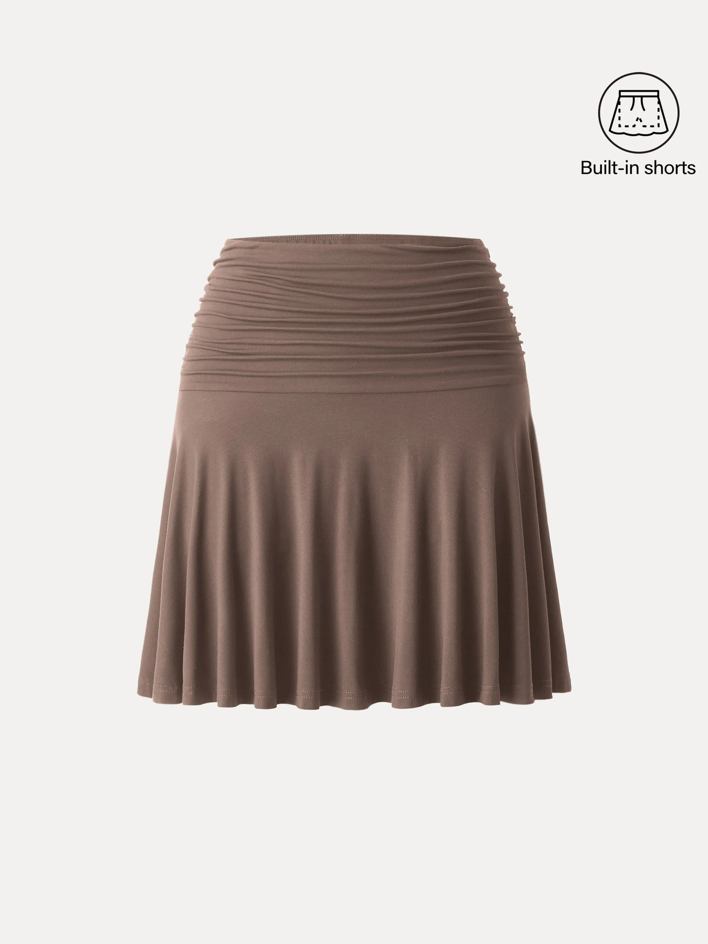 Smart Stretch Ruched Mini Circle Skirt with Lined Shorts