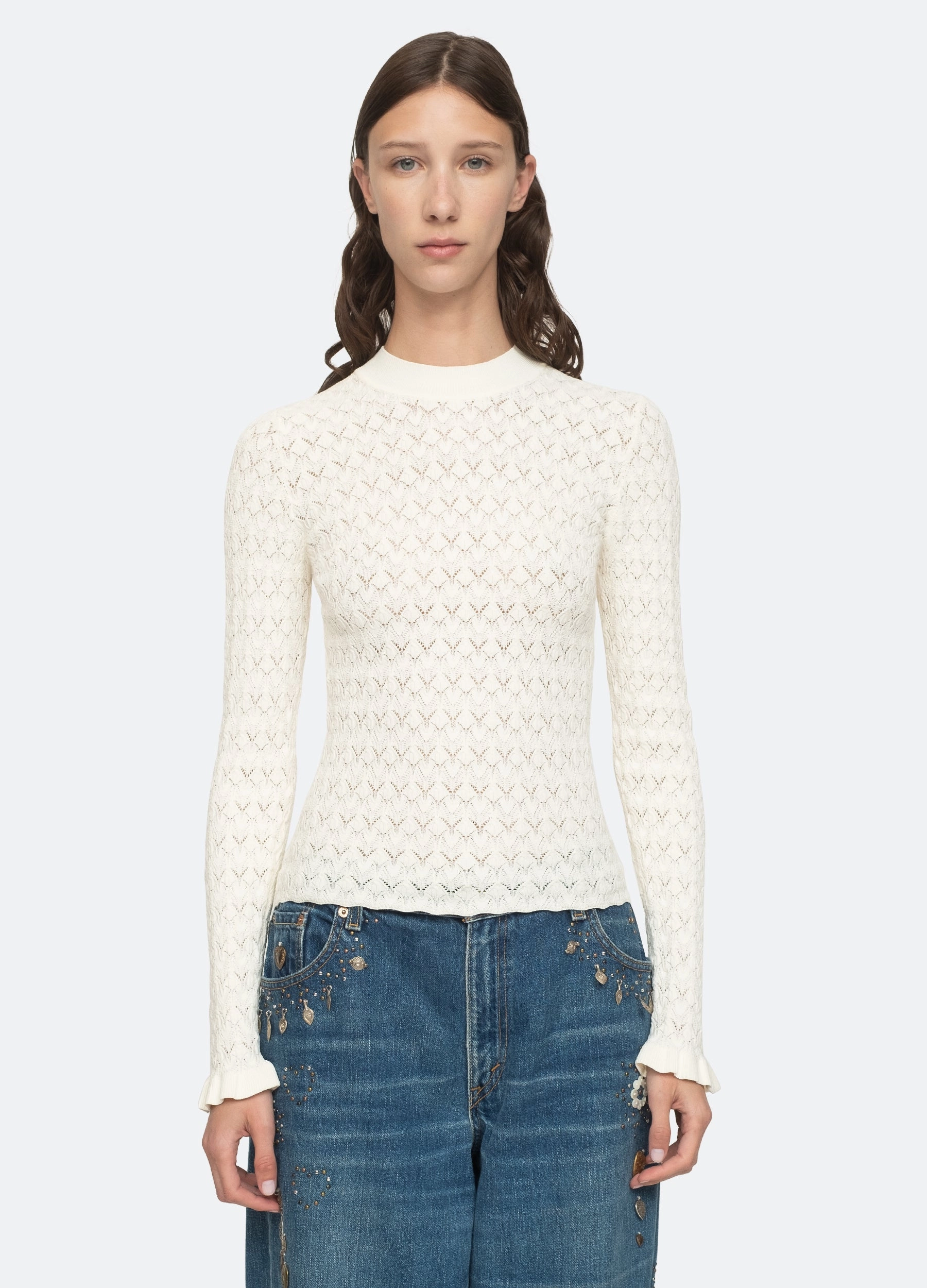 Chic Cardigan Airy Mesh Lining Rue Sweater