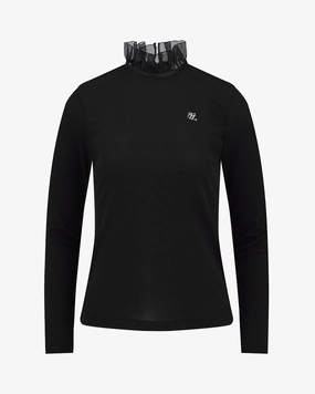 Reflective Detailing SolarReflectiveFinish Ruffle high neck cooling inner t-shirt - Black