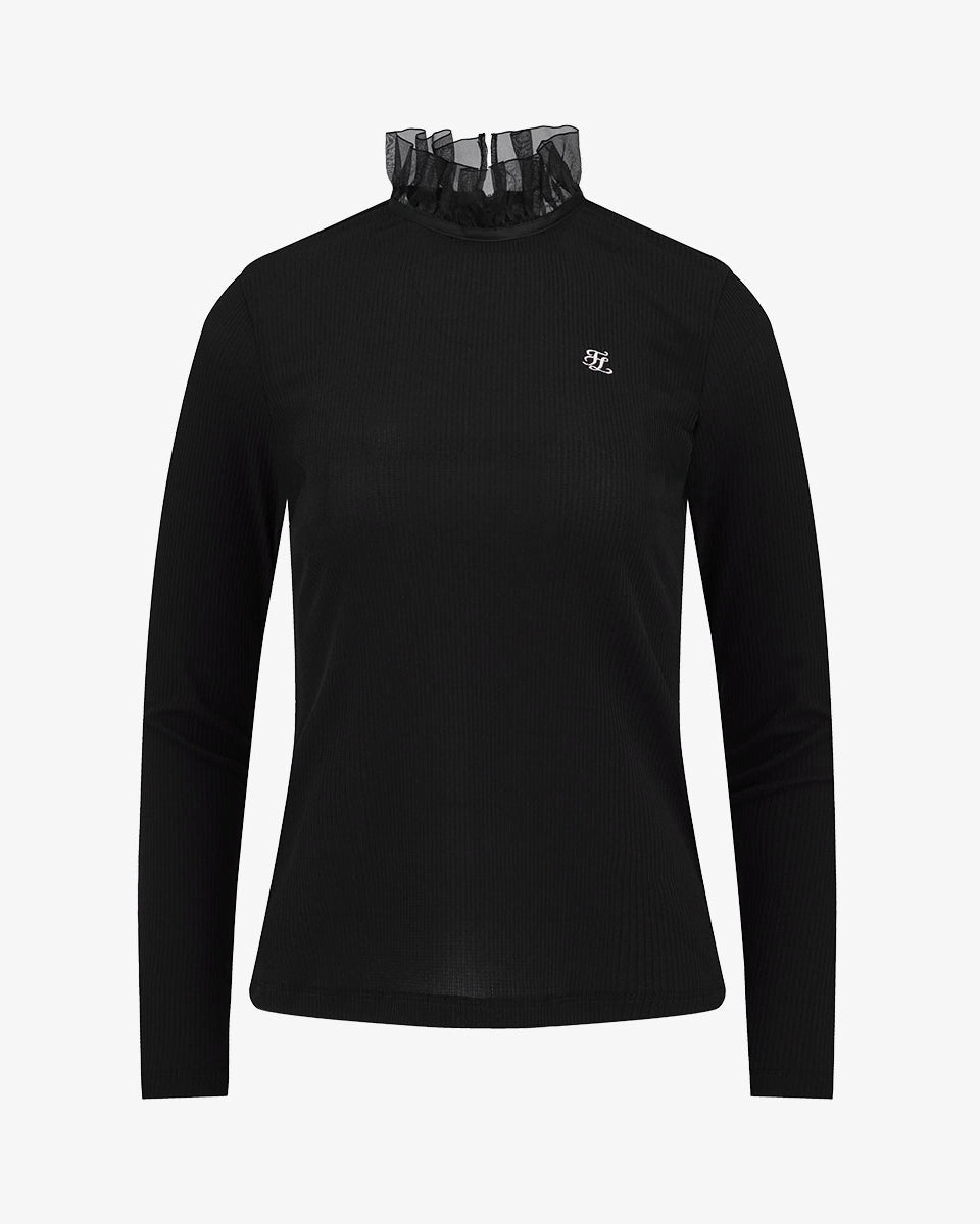Reflective Detailing SolarReflectiveFinish Ruffle high neck cooling inner t-shirt - Black
