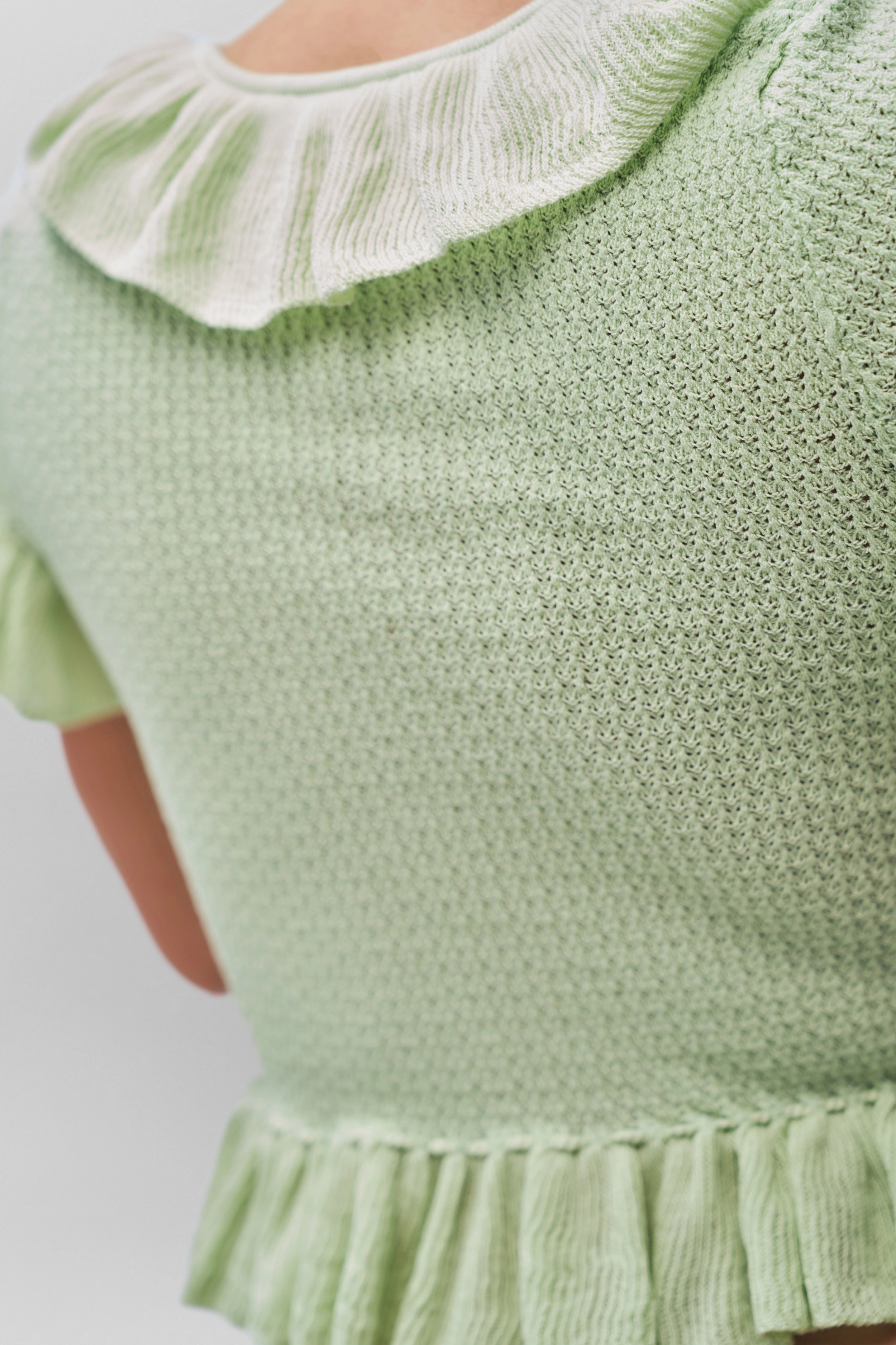 Ruffle Knit Tie Top Double Layered Design