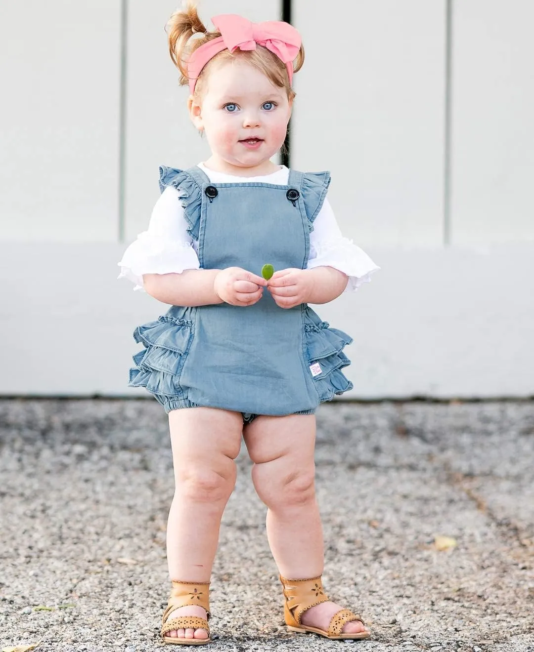 RuffleButts Baby/Toddler Girls Flutter Overall Ruffled Romper