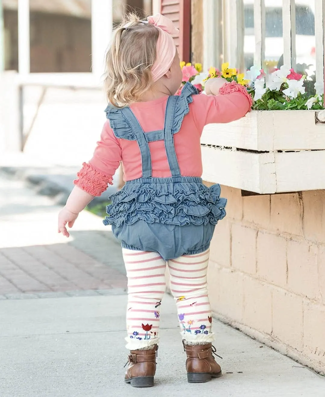 RuffleButts Baby/Toddler Girls Flutter Overall Ruffled Romper