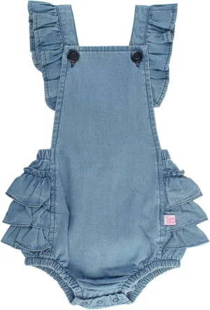 RuffleButts Baby/Toddler Girls Flutter Overall Ruffled Romper