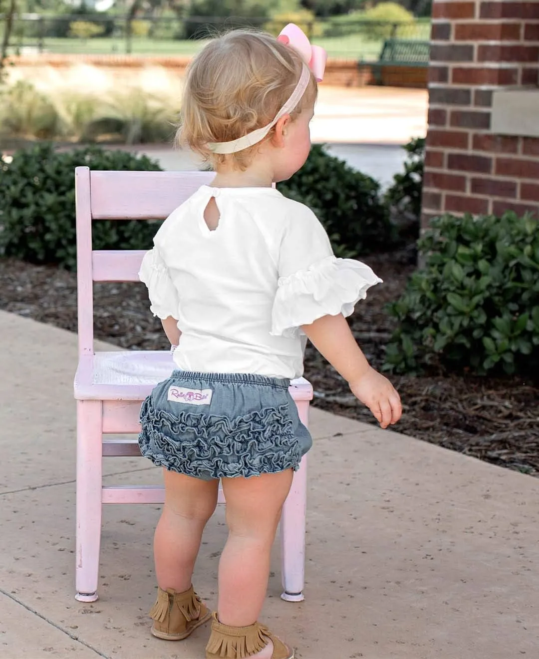 RuffleButts Baby/Toddler Girls Ruffled Woven Bloomer