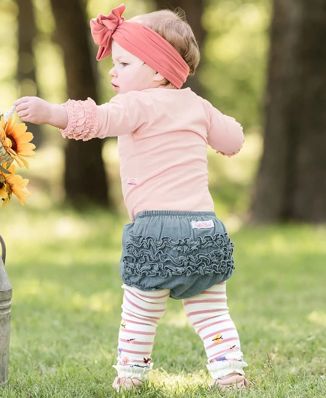 RuffleButts Baby/Toddler Girls Ruffled Woven Bloomer
