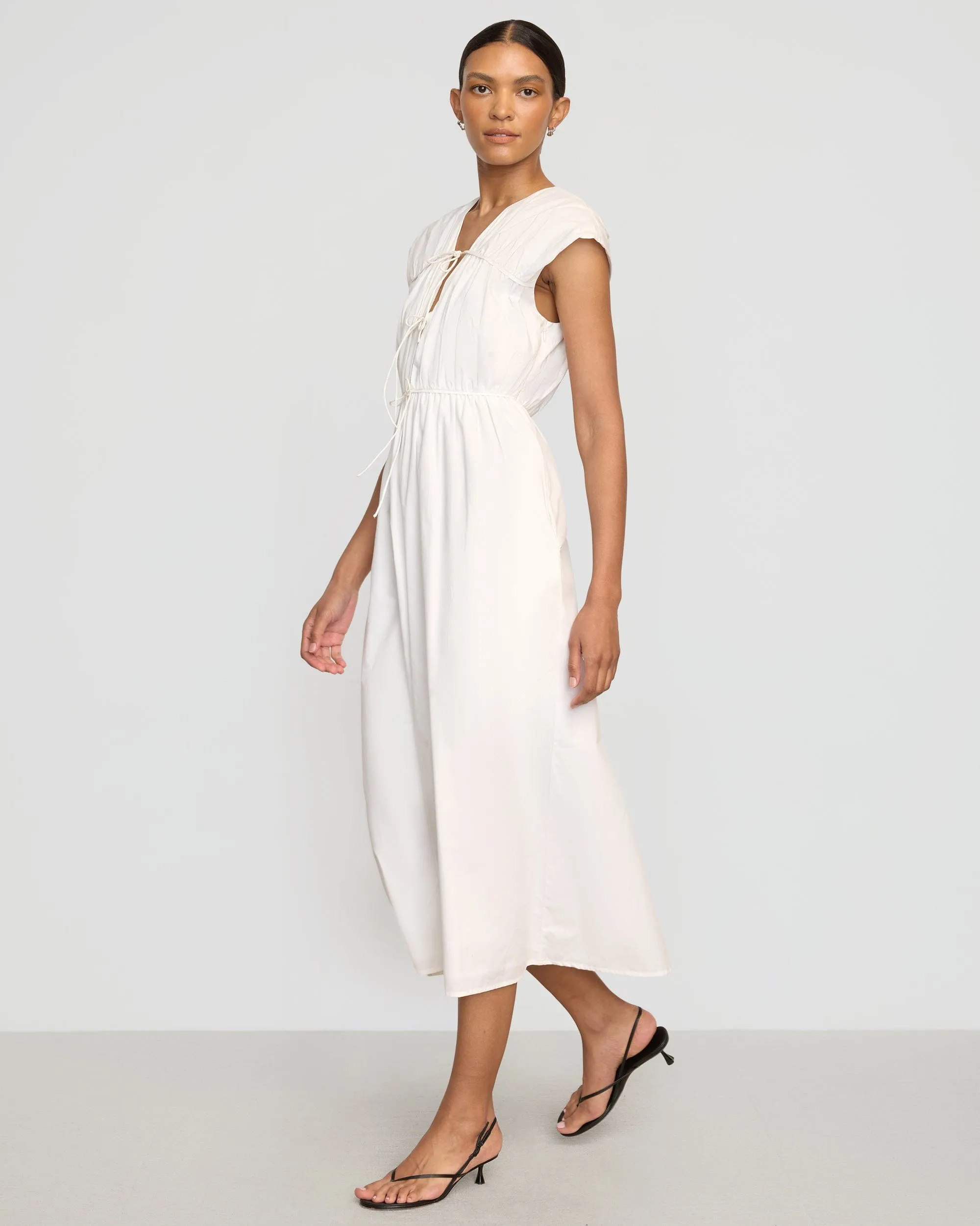 Ready Glow Casual Style Wear Shreya Tie-Front Organic Cotton Dress