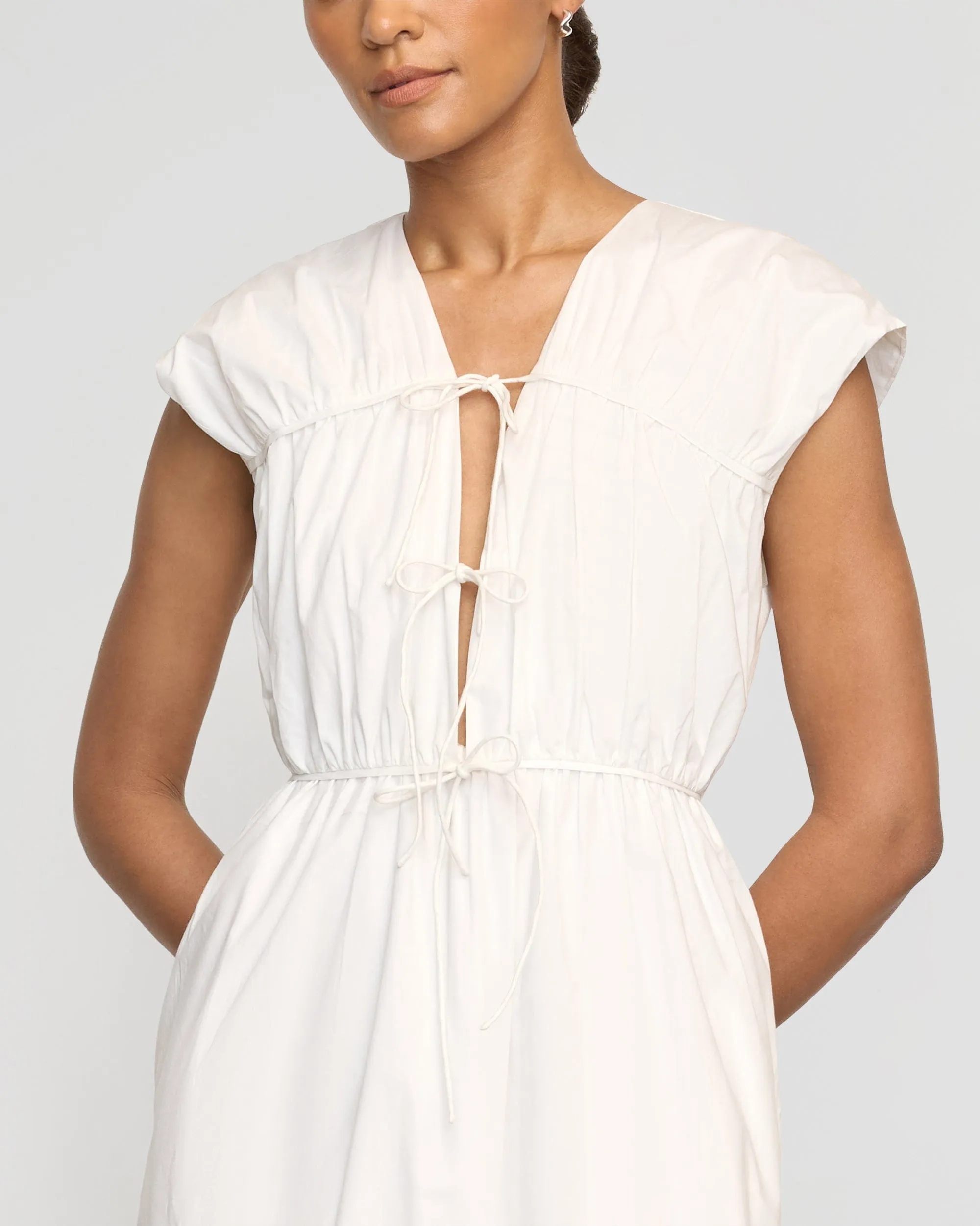 Aura Glow Shreya Tie-Front Organic Cotton Dress