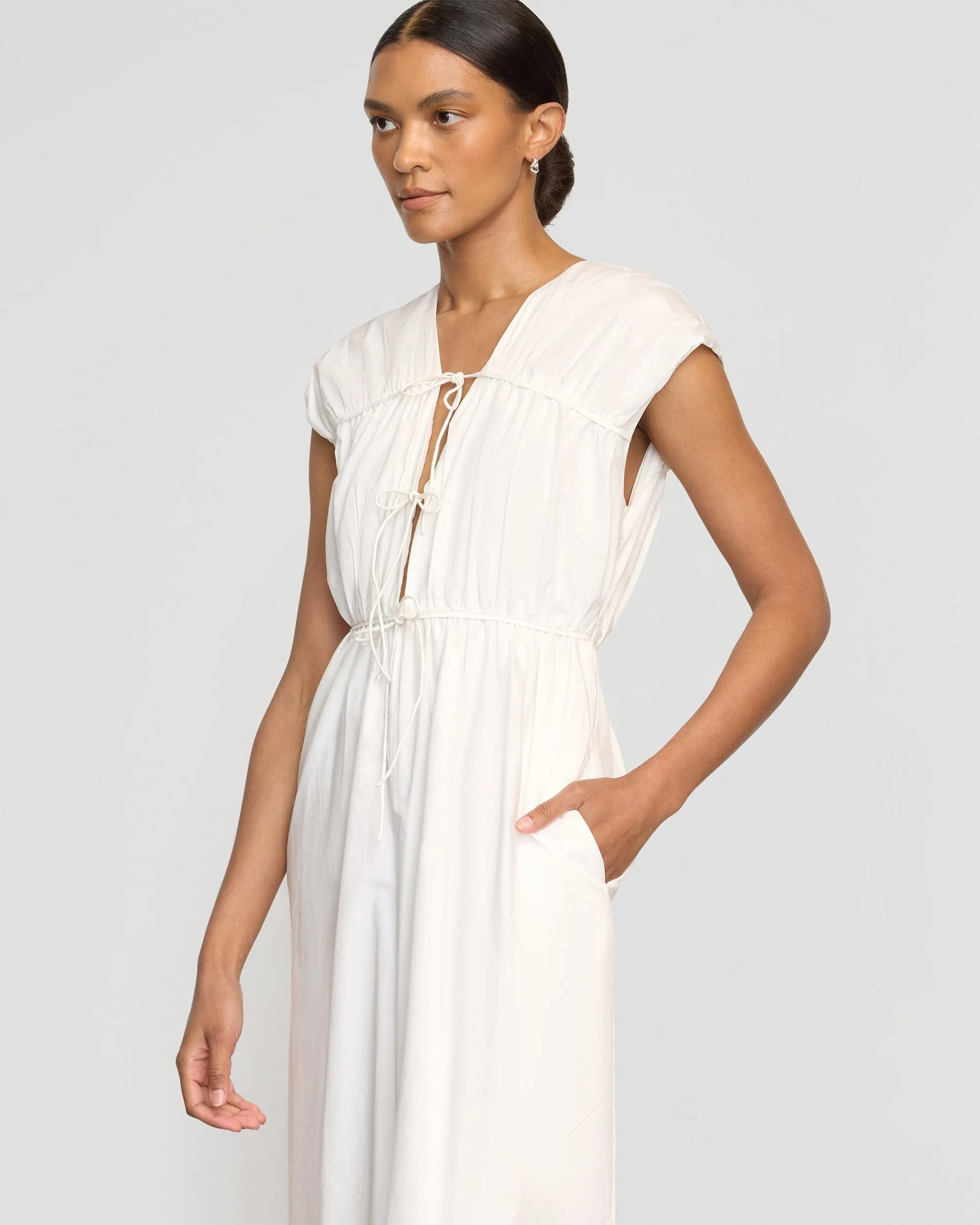 Shreya Tie-Front Organic Cotton Dress Vacation Vibes