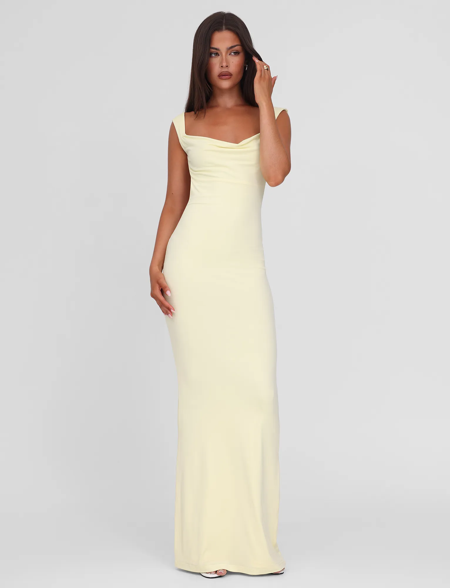 Cozy Drape Quick Fit ZITA MAXI DRESS - LEMON