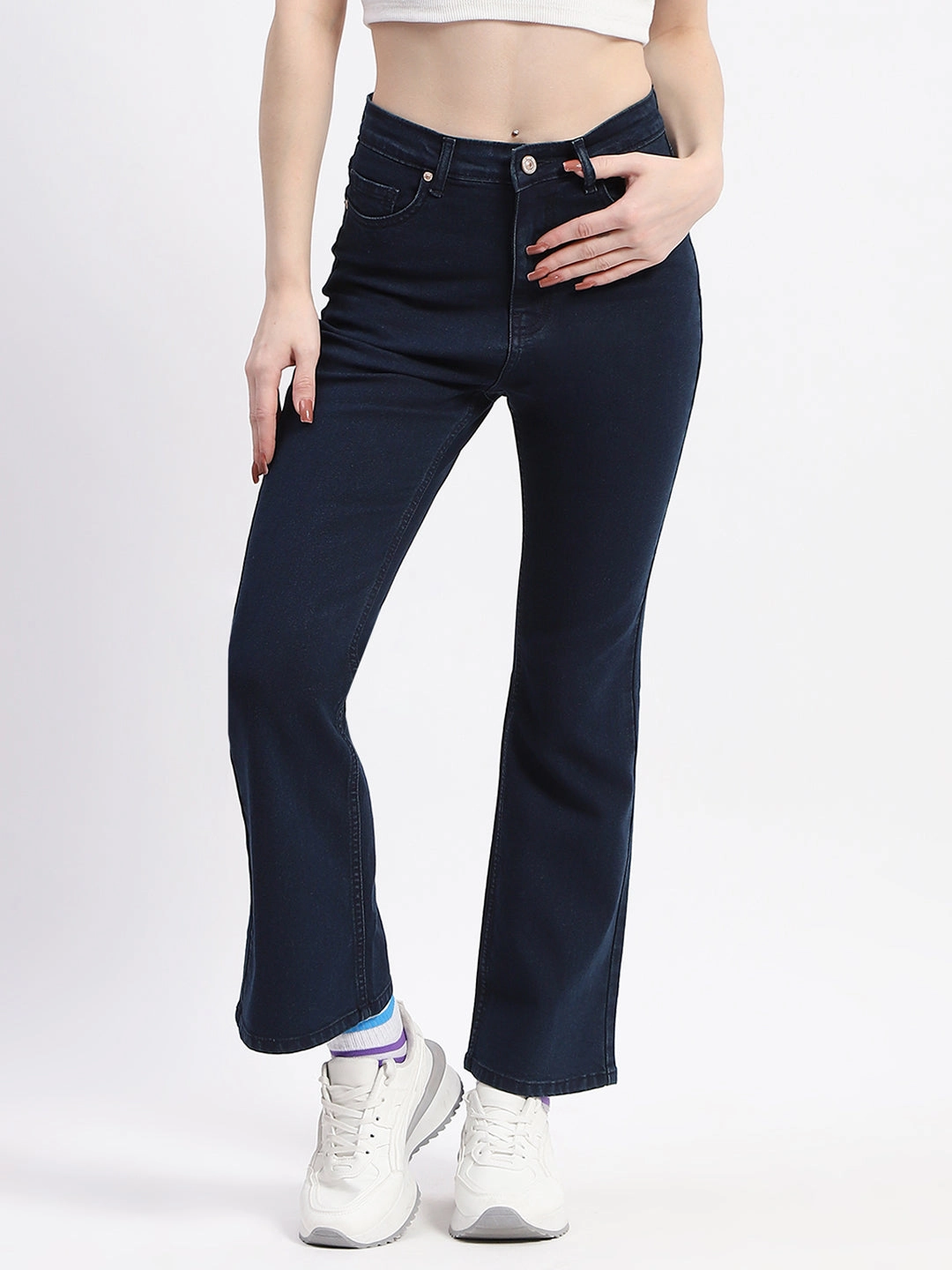 Madame Straight-Fit Dark Blue Cotton Denim Jeans Basic Necessity