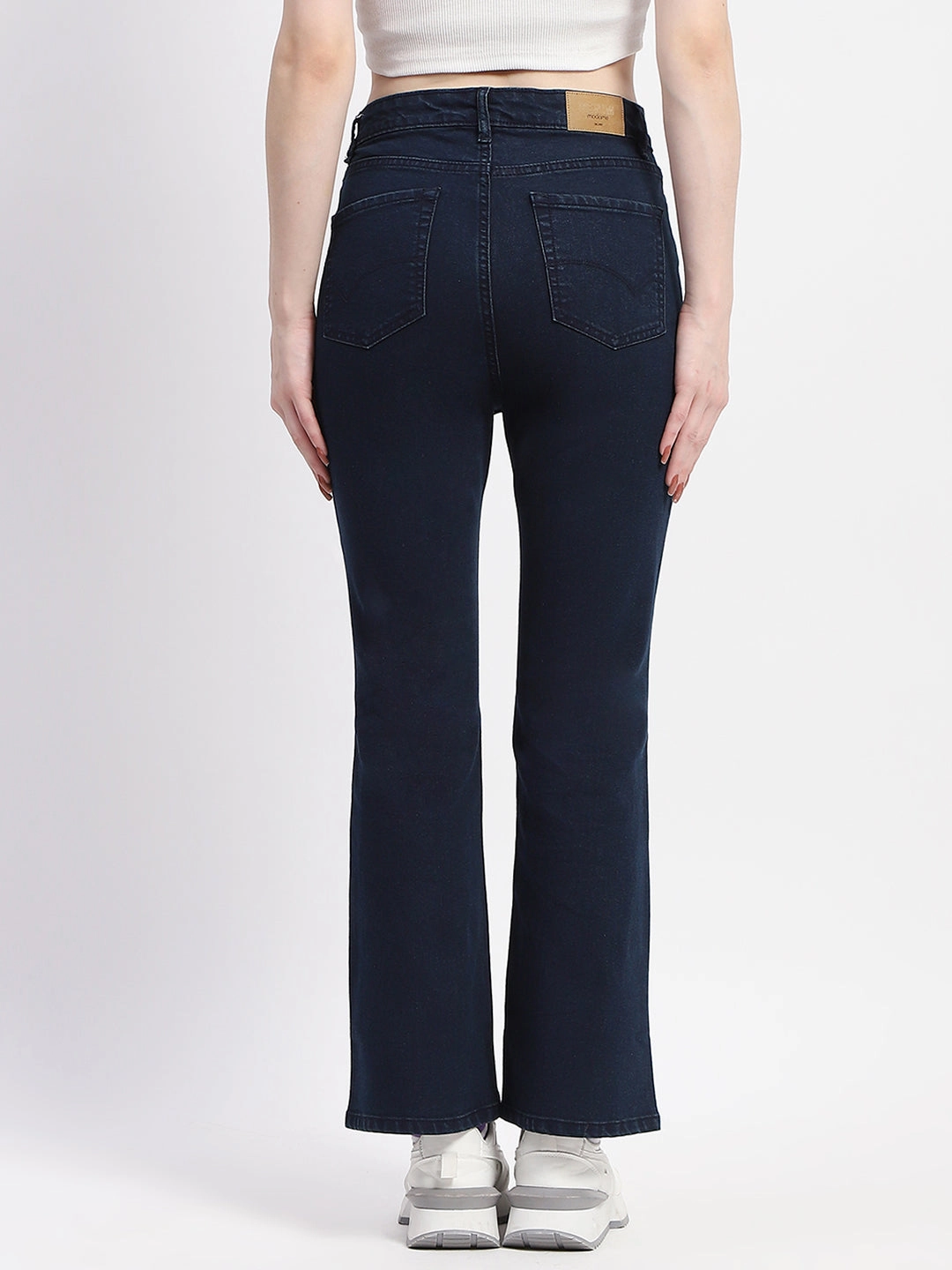 Madame Straight-Fit Dark Blue Cotton Denim Jeans Secure Closure System Trendy Look