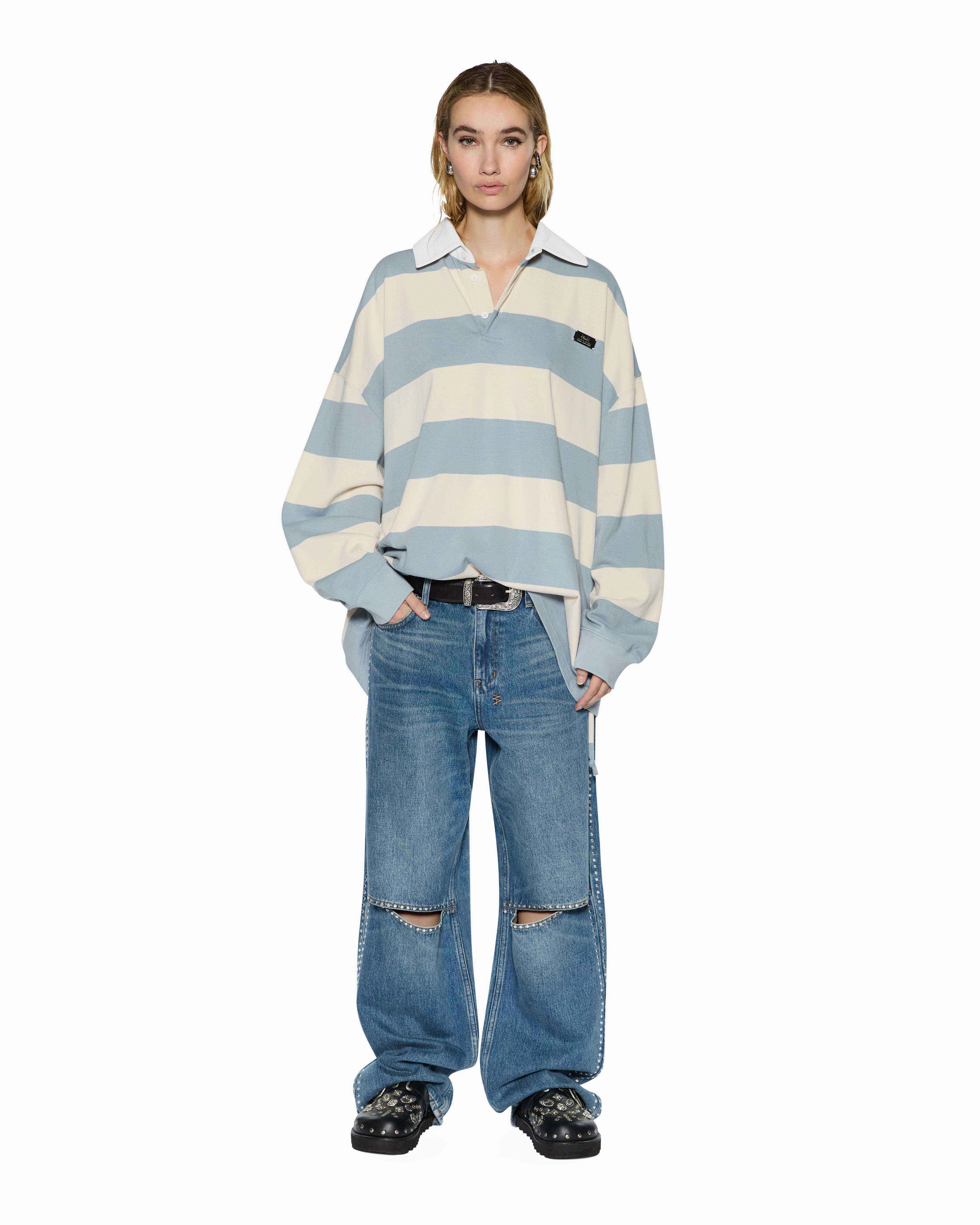 RUGGED RUGBY JERSEY BLUE STEEL BONE Flexible Knit Blend MinimalistAesthetic