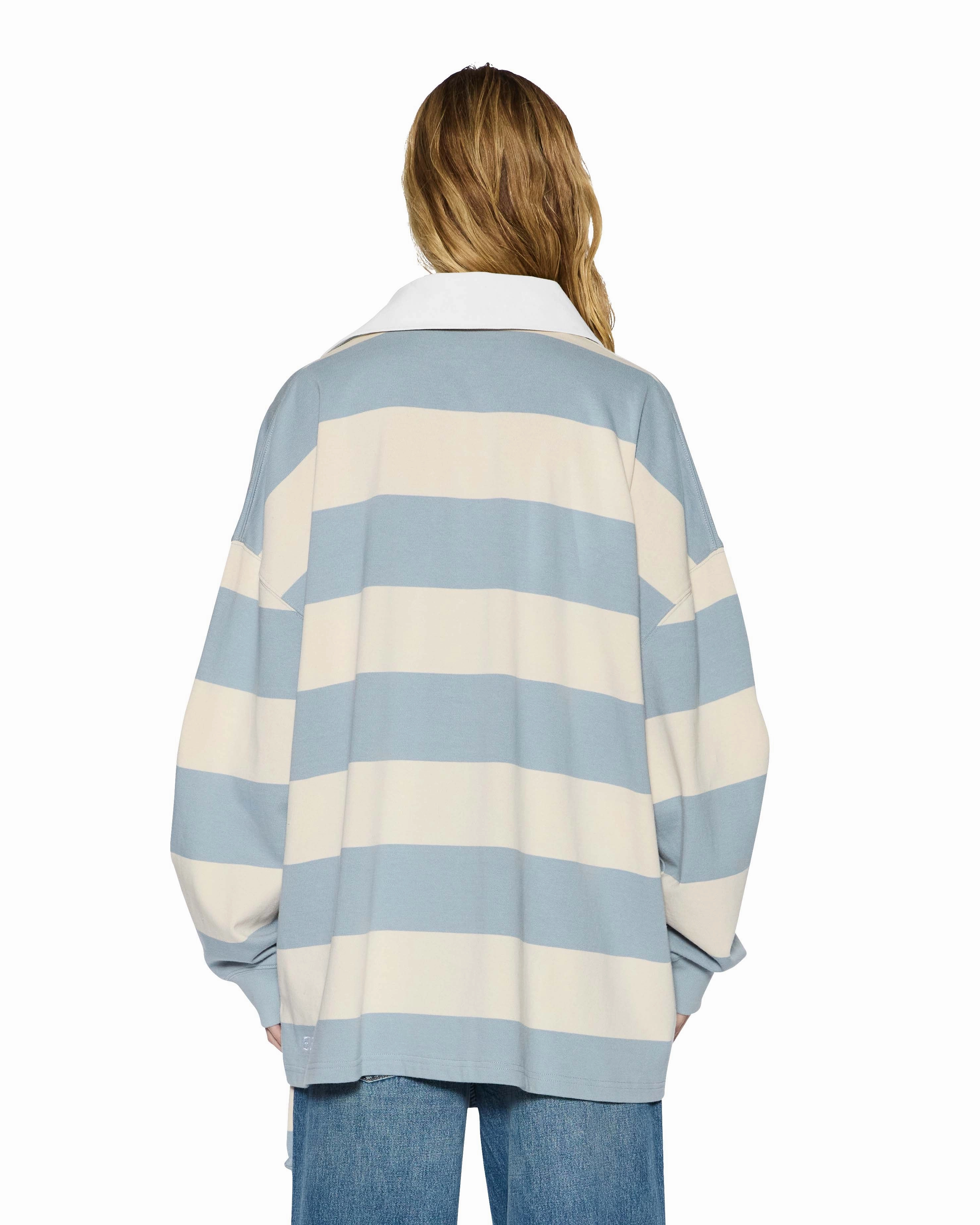 Layered Ply Construction StretchableKnit RUGGED RUGBY JERSEY BLUE STEEL BONE