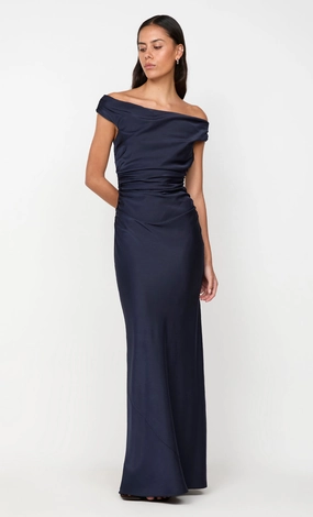 Recycled-Material Chilly Wear ETERNITY OFF SHOULDER MAXI - INK