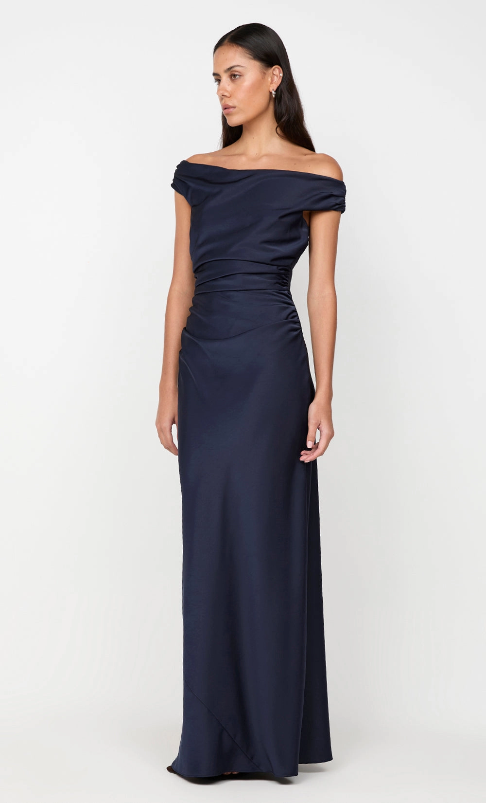 Chain-Detail Ruffle-Detail ETERNITY OFF SHOULDER MAXI - INK