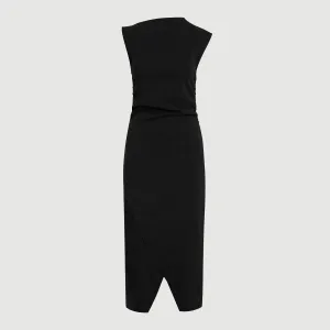 Manon Asymmetric-Neck Ruched Dress (Petite) Trend Glow Flexible Mood