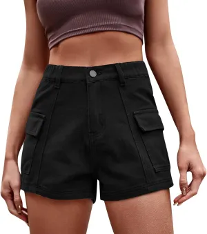 Rvidbe Denim Shorts for Women Teen Girls Casual Summer Comfy High Rise Stretchy Ripped Distressed Jean Shorts with Pockets Denim Shorts for Women High Waisted Jean Shorts for Women Cargo Shorts