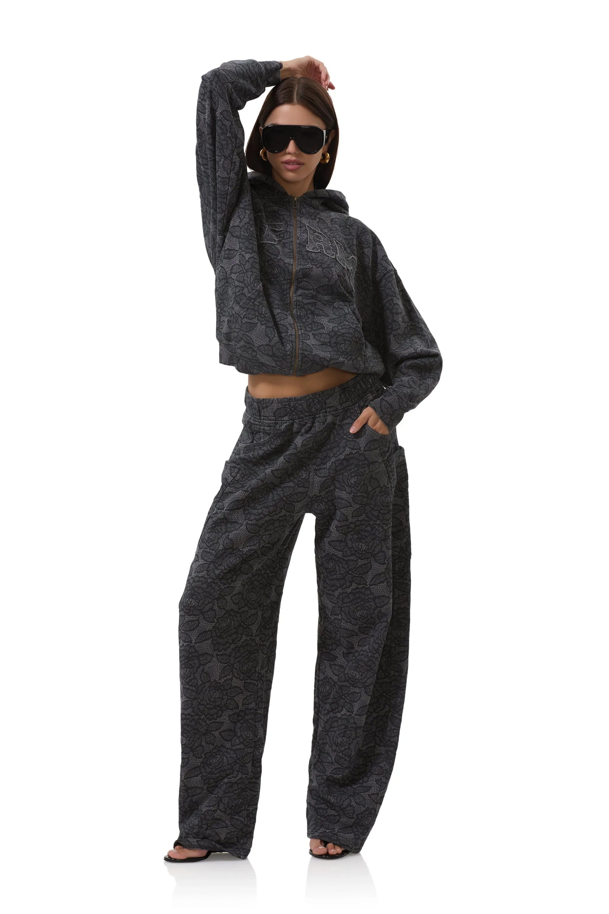 Ryan Barrel Sweatpant - Black Lace Side slits