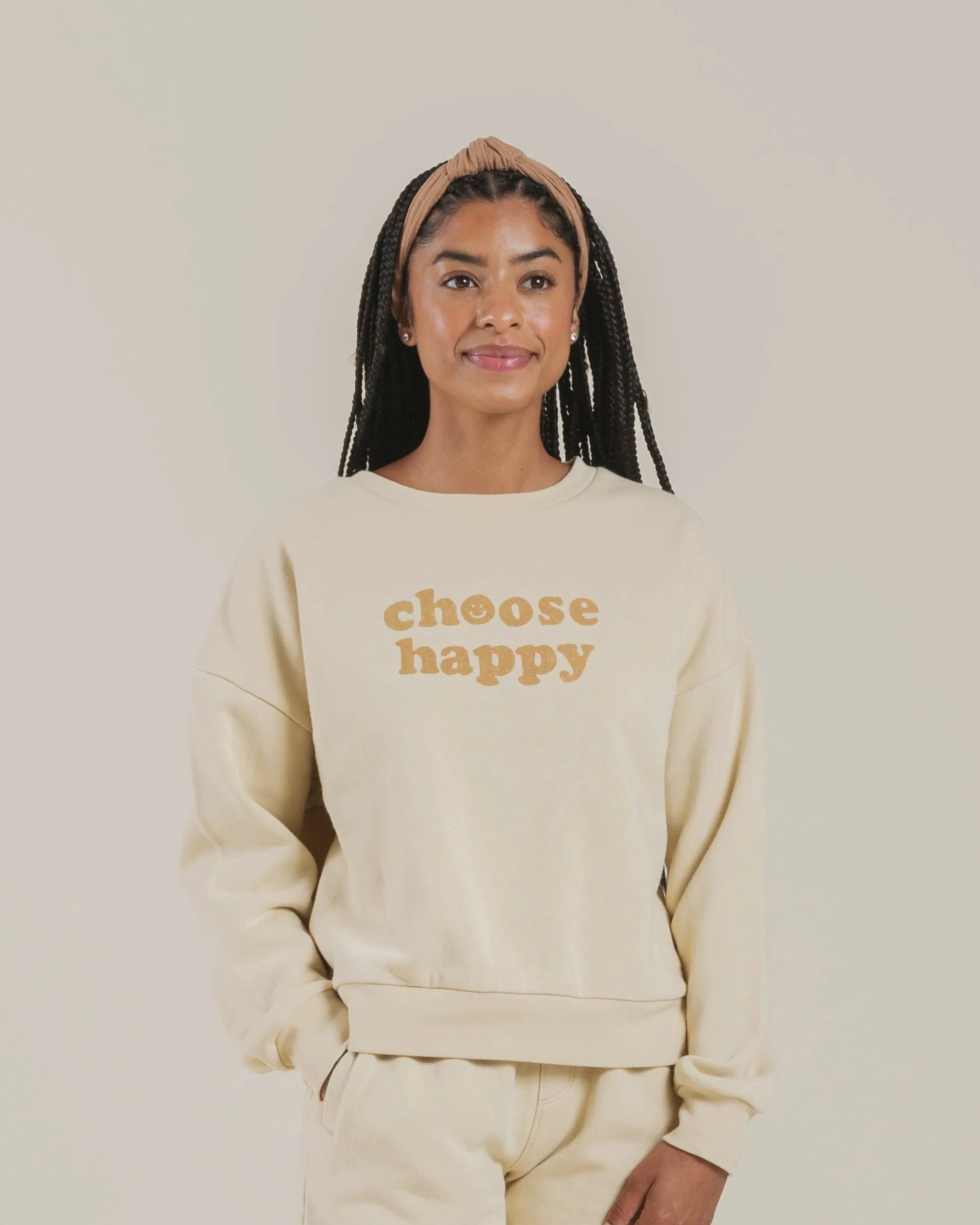 Rylee   Cru Women's Crew Neck - Butter Choose Happy