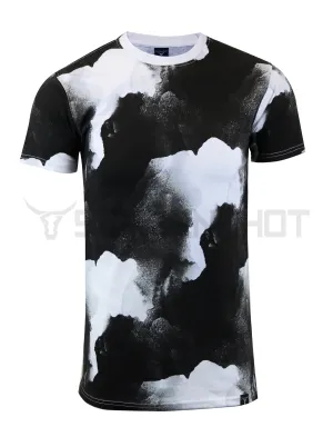 S11012-TIE DYE PRINT T-SHIRTS (BLACK)