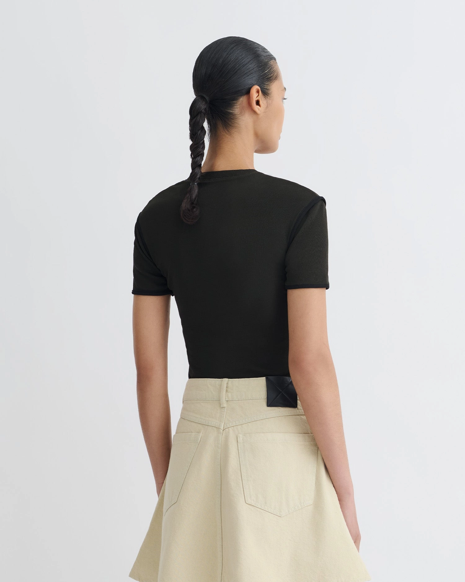 Slim Fit Design Sabelle - Cropped Mesh Jersey T-Shirt - Antracite/Black
