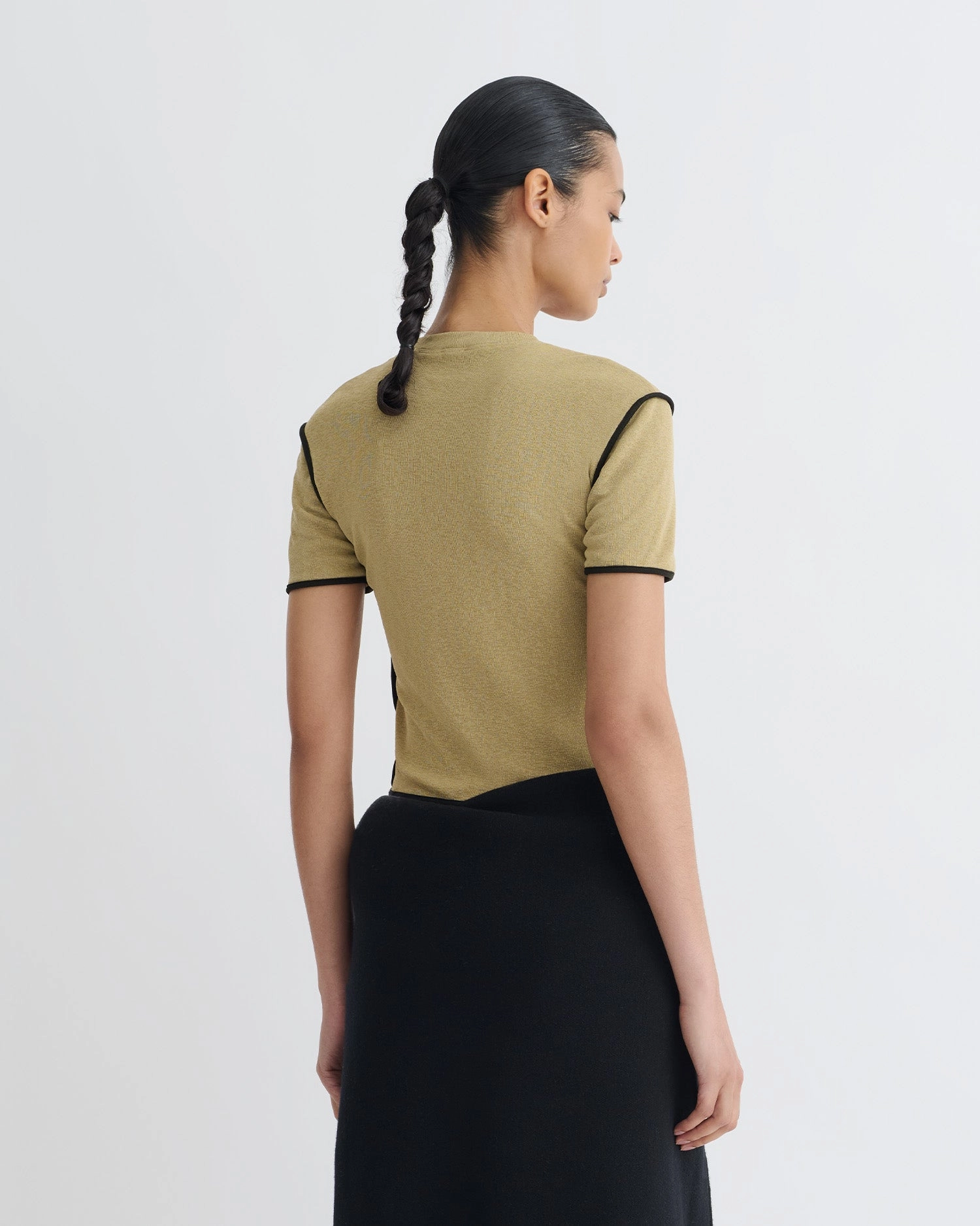 Printed top Adjustable Cuff Sabelle - Cropped Mesh Jersey T-Shirt - Sand/Anthracite
