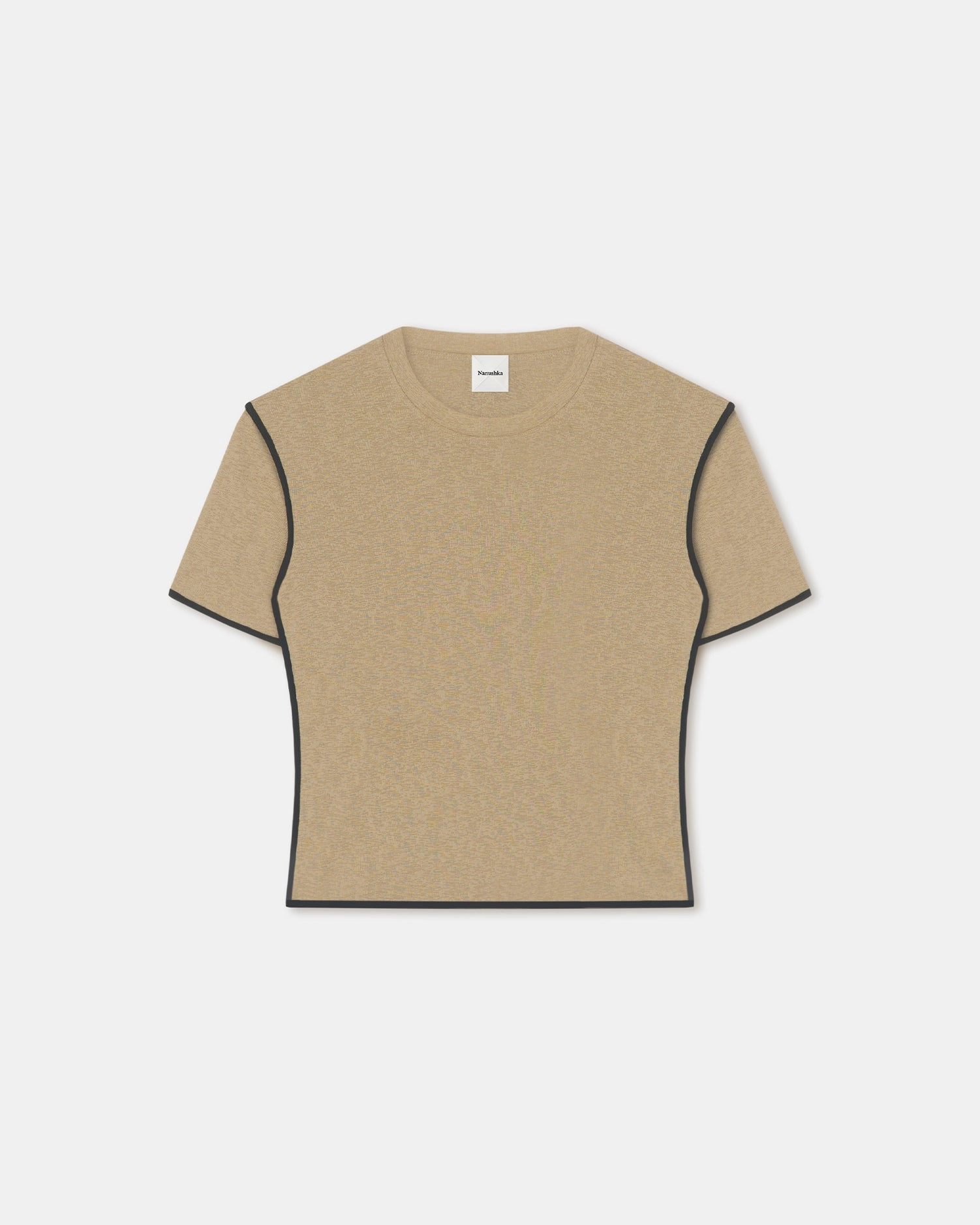 Long Sleeve Shirt Sabelle - Cropped Mesh Jersey T-Shirt - Sand/Anthracite