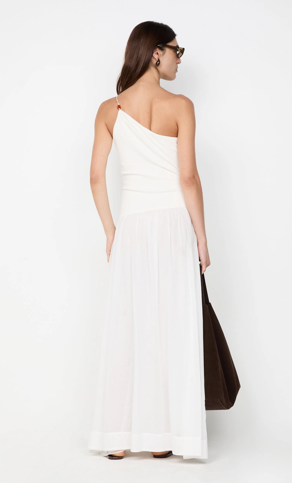 DeepPocketStyle SABRINE ASYM MAXI DRESS - IVORY/WHITE