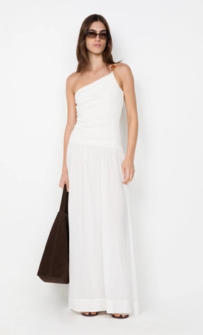 SABRINE ASYM MAXI DRESS - IVORY/WHITE MultiPurposePockets Smart Comfort