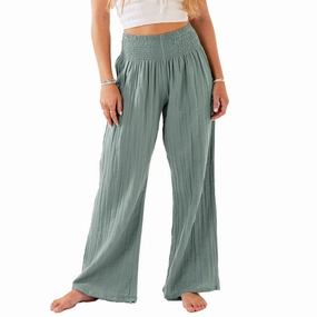 Sage Wide Leg Cotton Pants Core Essential Soft Lines